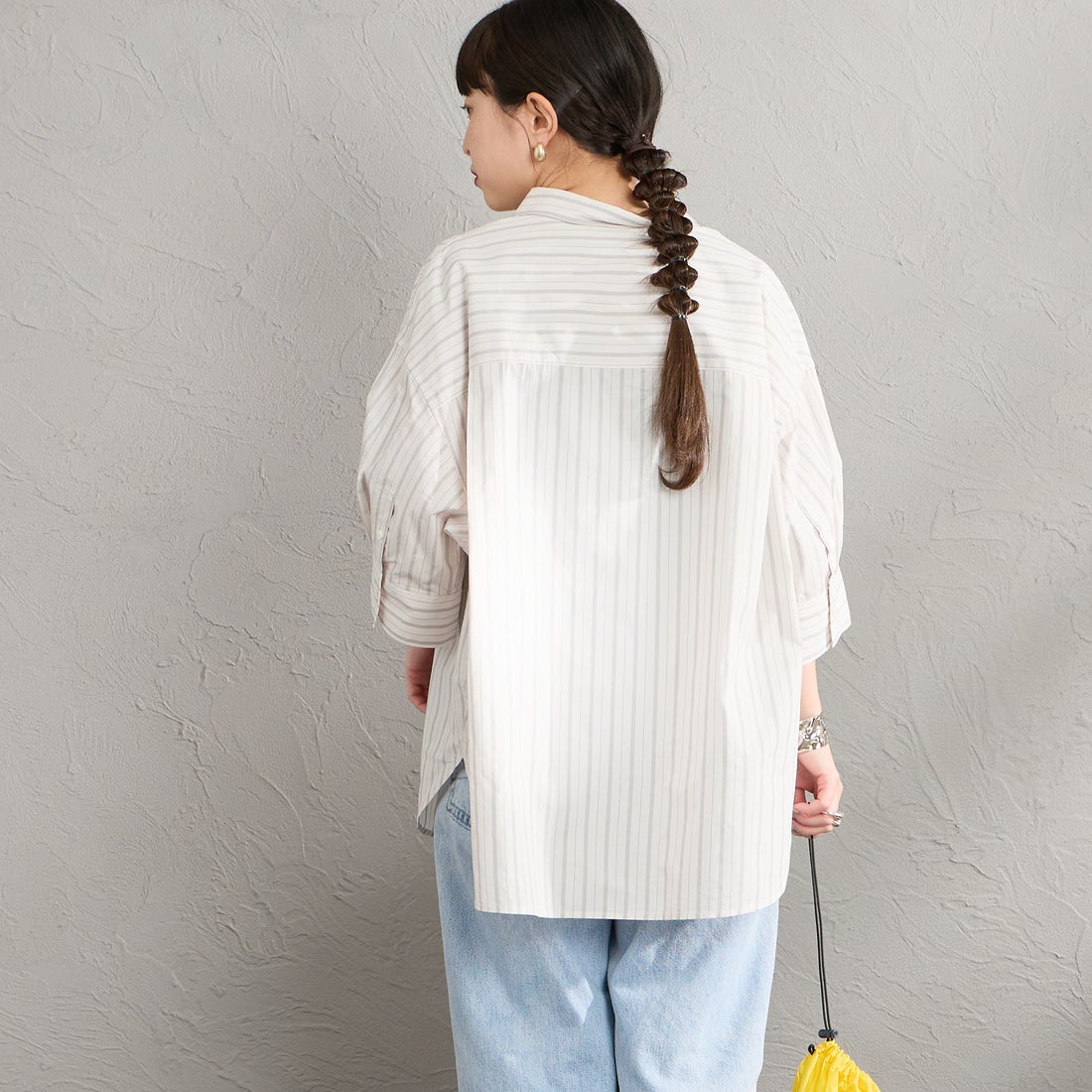 Gymphlex [ジムフレックス] ストライプボタンダウンショートシャツ [GY-B0458MLO] OFF/GRY ST