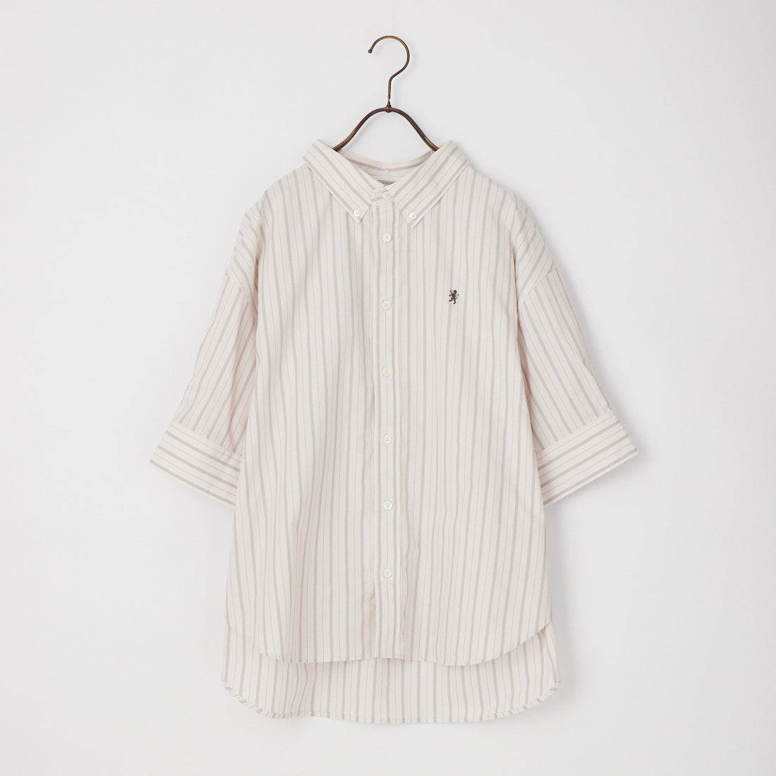 Gymphlex [ジムフレックス] ストライプボタンダウンショートシャツ [GY-B0458MLO] OFF/GRY ST