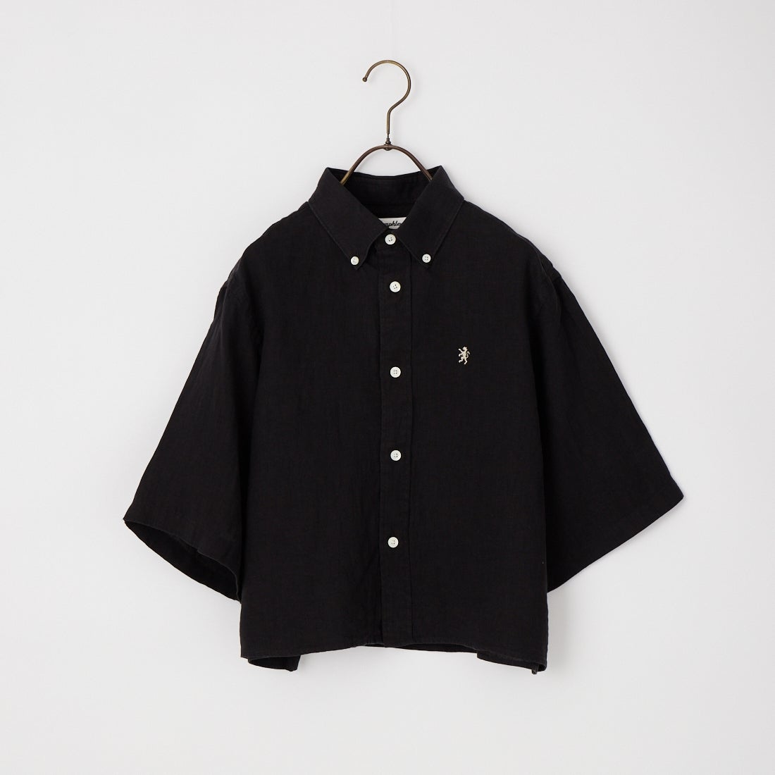 Gymphlex [ジムフレックス] ショートスリーブ リネンボタンダウンシャツ [GY-B0367SKC] BLACK