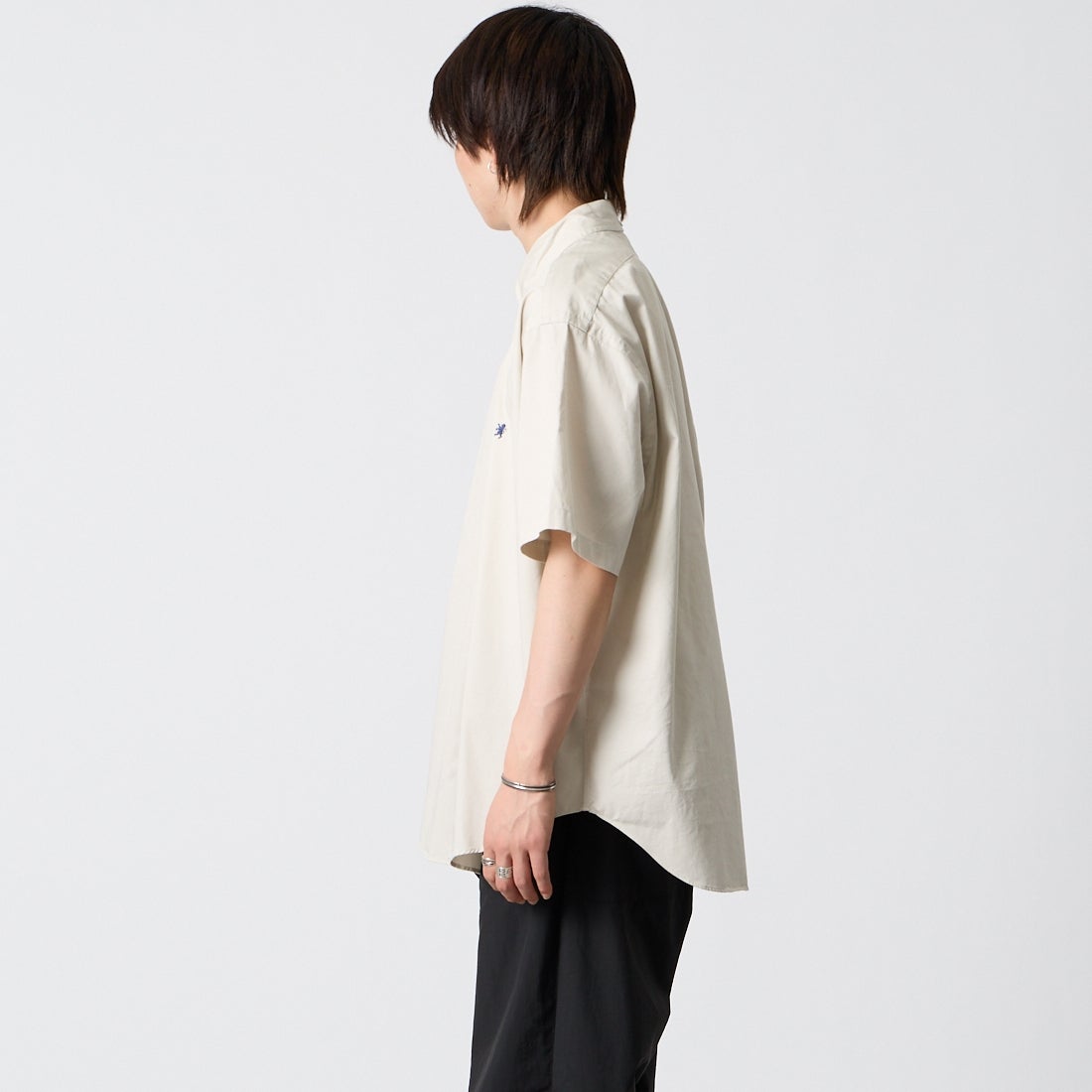 Gymphlex [ジムフレックス] ショートスリーブ ボタンダウンシャツ [GY-B0248BIT] SAND BEIGE &&モデル身長：177cm 着用サイズ：M&&