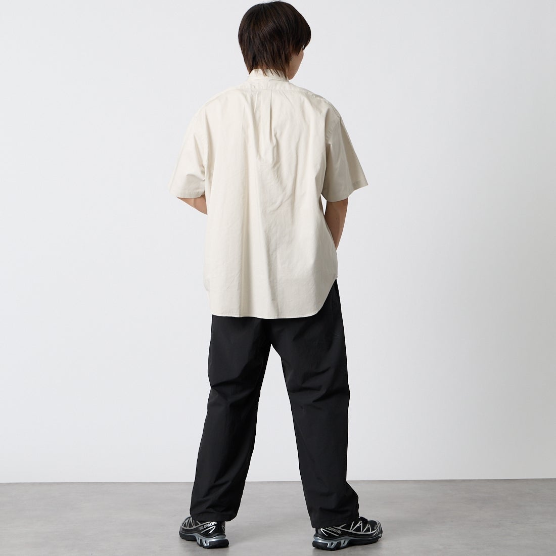 Gymphlex [ジムフレックス] ショートスリーブ ボタンダウンシャツ [GY-B0248BIT] SAND BEIGE &&モデル身長：177cm 着用サイズ：M&&