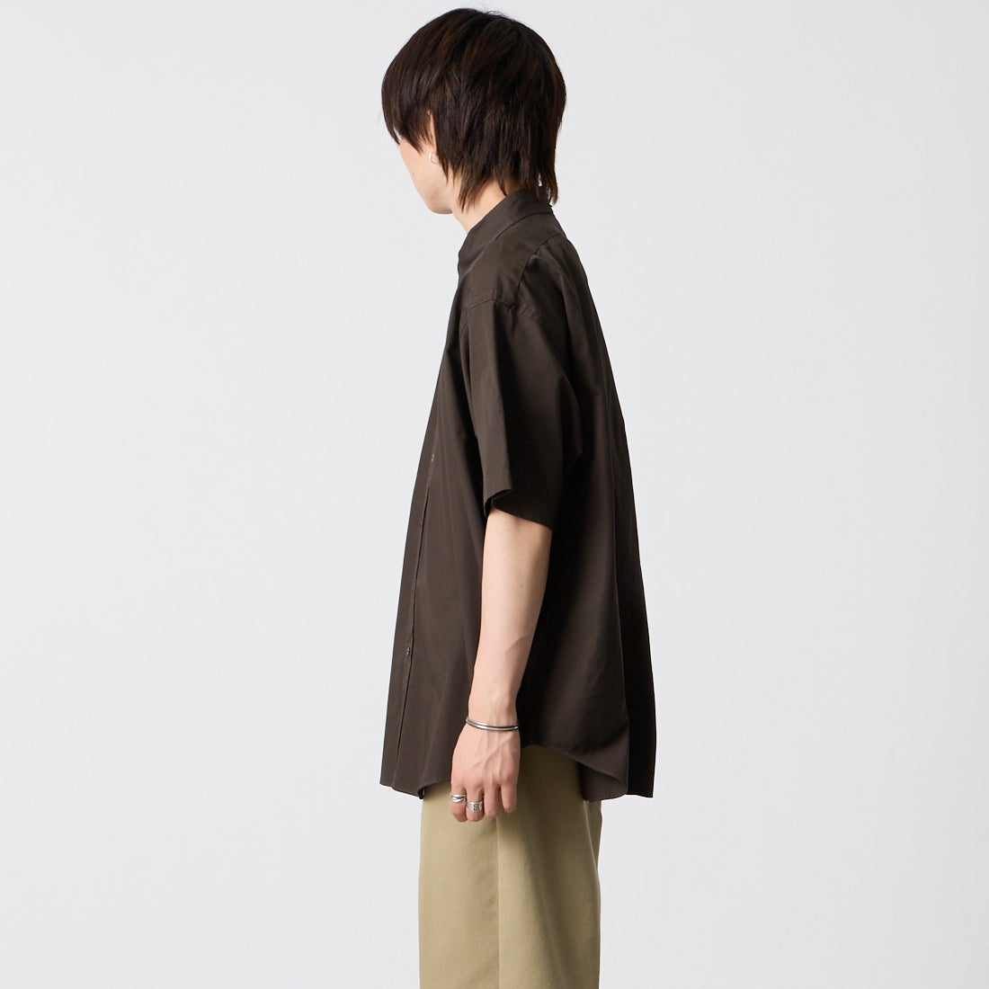 Gymphlex [ジムフレックス] ショートスリーブ ボタンダウンシャツ [GY-B0248BIT] C.GREY &&モデル身長：177cm 着用サイズ：M&&