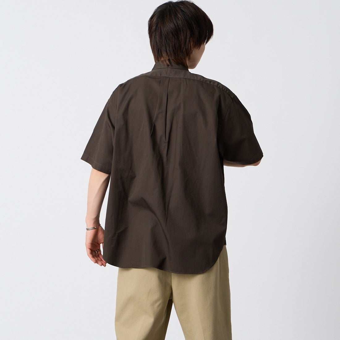 Gymphlex [ジムフレックス] ショートスリーブ ボタンダウンシャツ [GY-B0248BIT] C.GREY &&モデル身長：177cm 着用サイズ：M&&