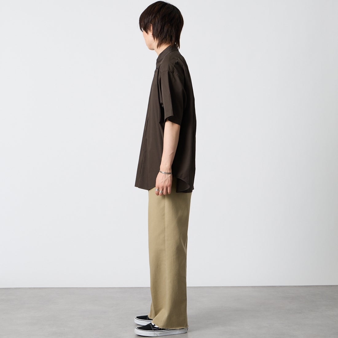 Gymphlex [ジムフレックス] ショートスリーブ ボタンダウンシャツ [GY-B0248BIT] C.GREY &&モデル身長：177cm 着用サイズ：M&&