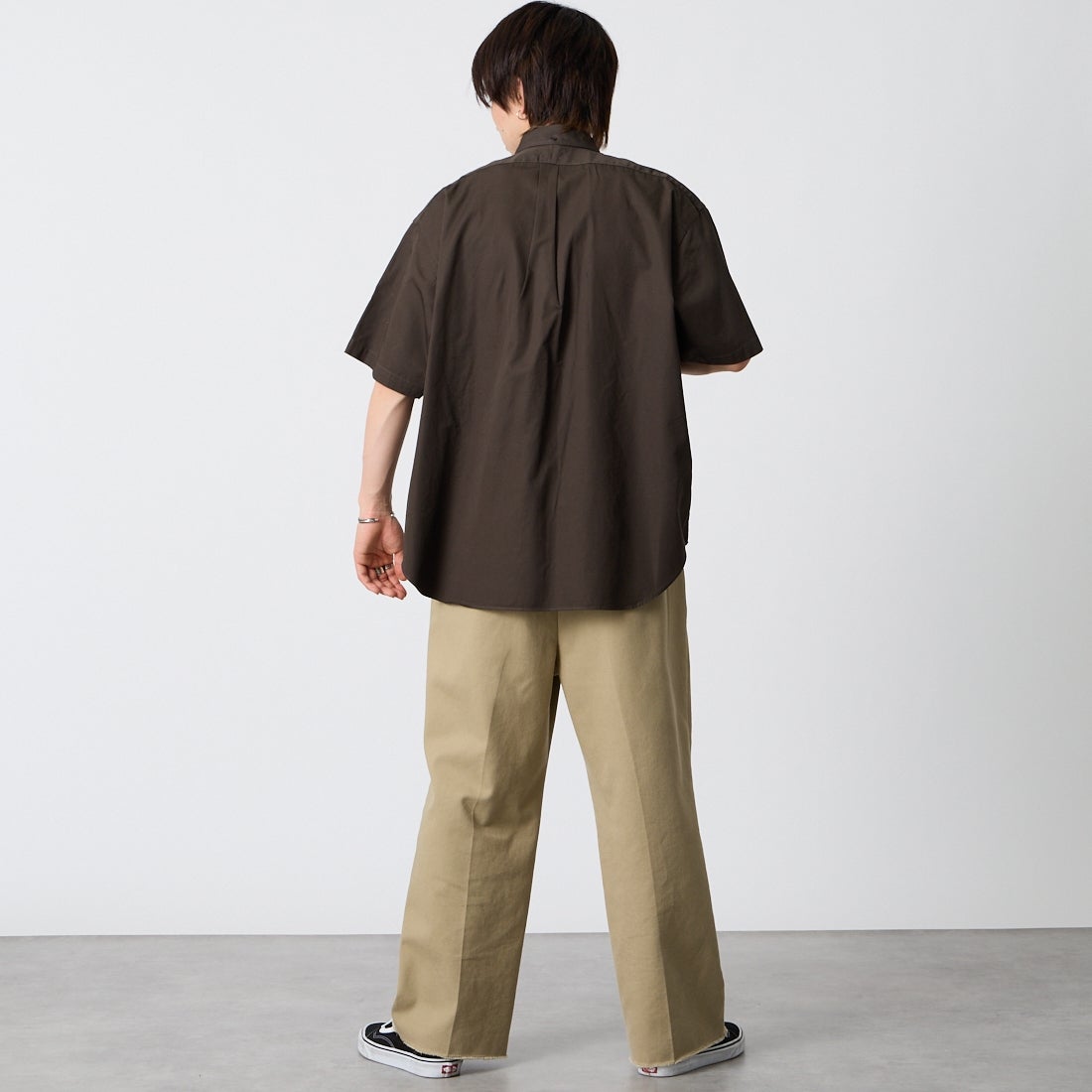 Gymphlex [ジムフレックス] ショートスリーブ ボタンダウンシャツ [GY-B0248BIT] C.GREY &&モデル身長：177cm 着用サイズ：M&&