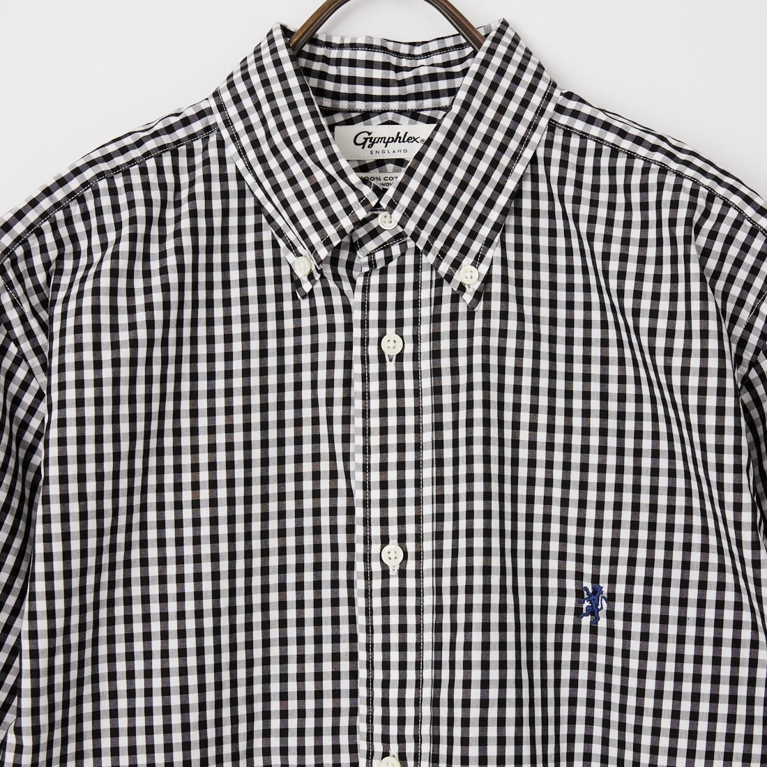 Gymphlex [ジムフレックス] ショートスリーブ ギンガムチェックボタンダウンシャツ [GY-B0244MGG] BK GINGHAM