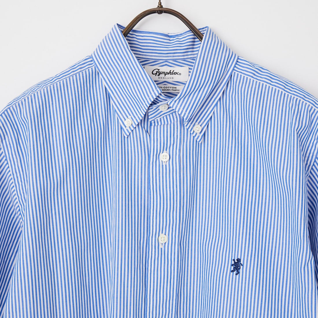Gymphlex [ジムフレックス] ショートスリーブ ストライプボタンダウンシャツ [GY-B0244MGS] BLU STRIPE