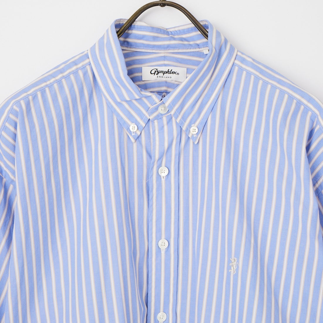 Gymphlex [ジムフレックス] ショートスリーブ ストライプボタンダウンシャツ [GY-B0248PSE] BLU/BEG ST