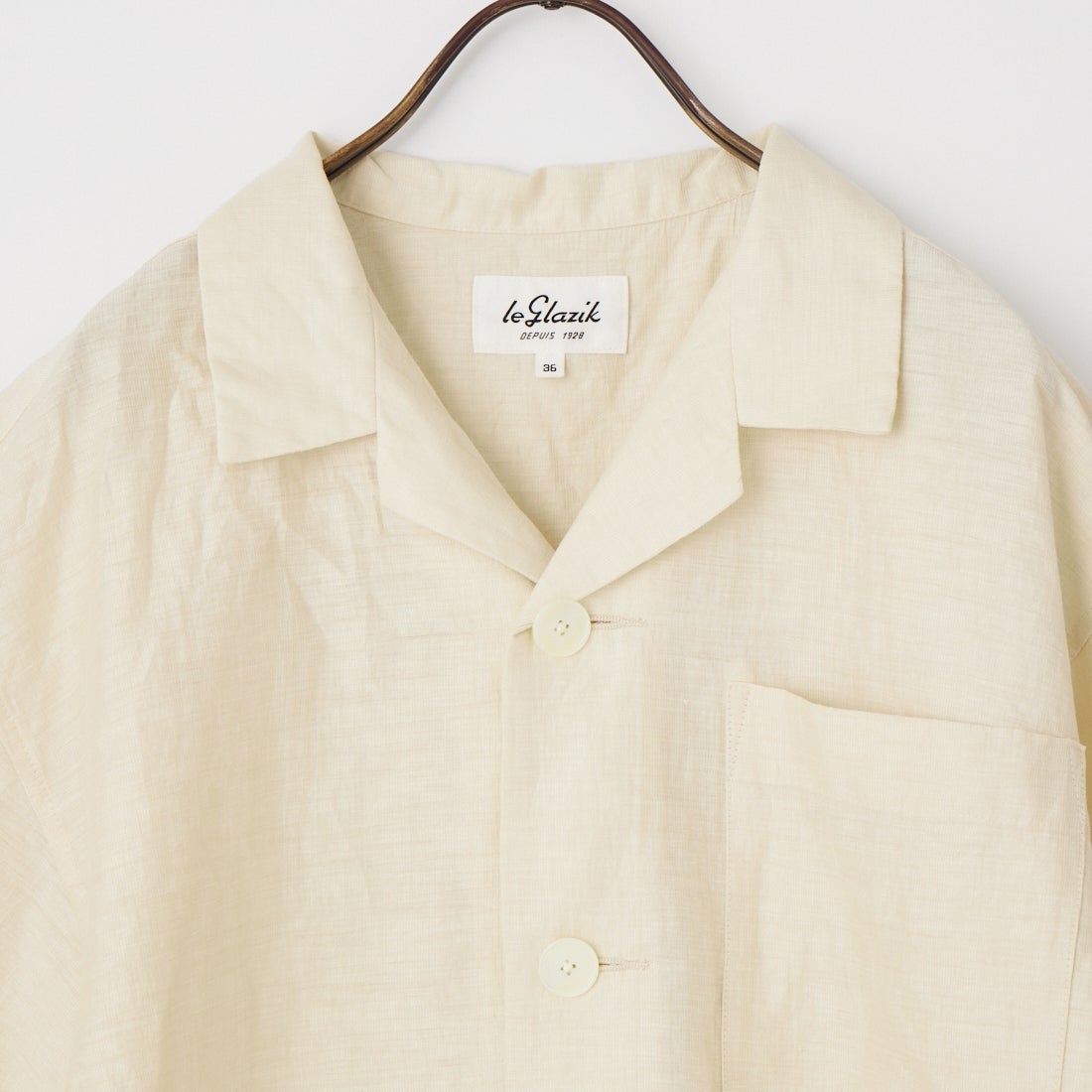 le glazik [ルグラジック] オープンカラーワイドシャツ [LG-B0258LPK] IVORY