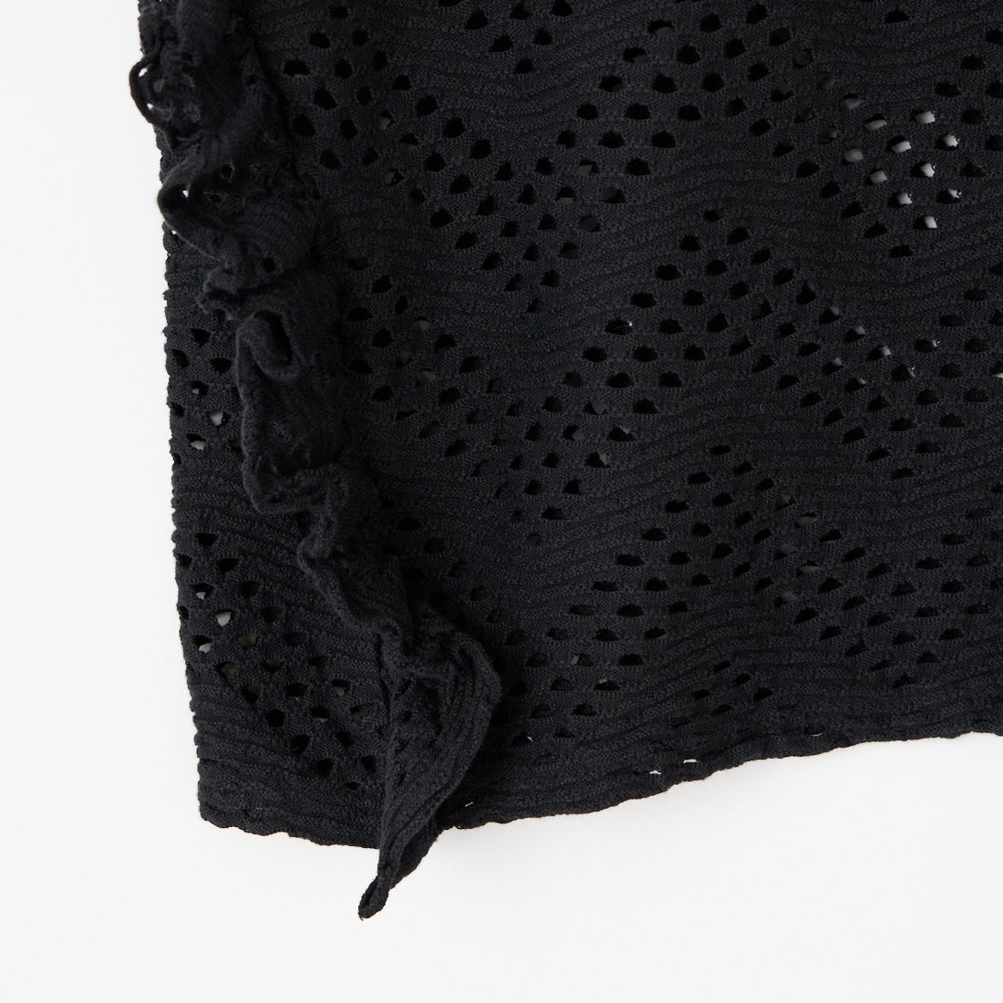 UNFIL [アンフィル] パターンメッシュ ラッフルスリーブレストップス [WXSP-UW130] WASH BLACK