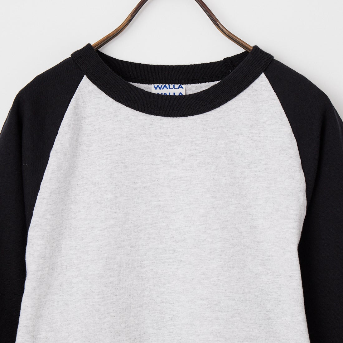 WALLA WALLA SPORT [ワラワラスポーツ] 7分袖2トーンベースボールTシャツ [3-4-BASEBALL-TEE-ASH] ASH/BLK