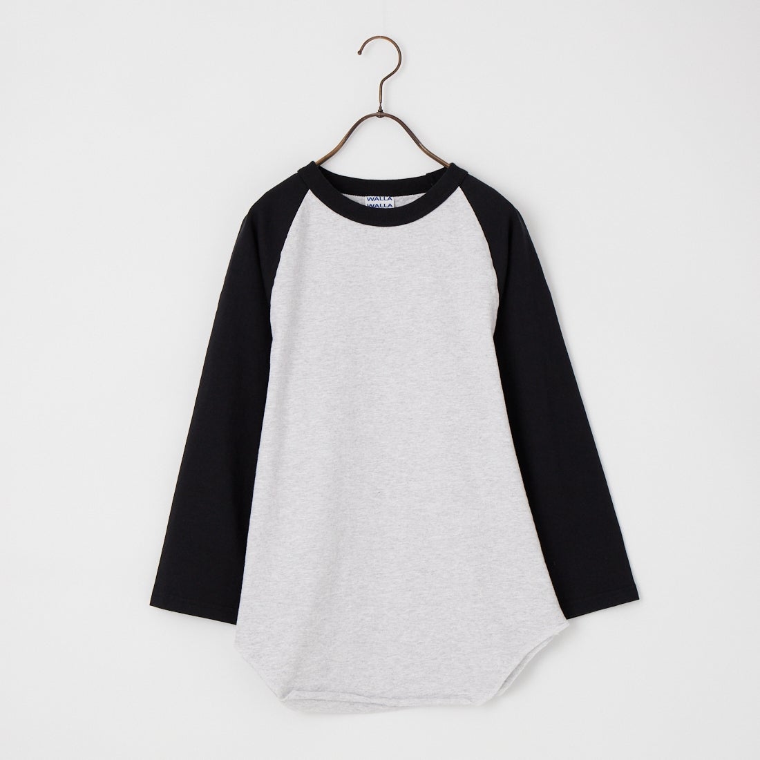 WALLA WALLA SPORT [ワラワラスポーツ] 7分袖2トーンベースボールTシャツ [3-4-BASEBALL-TEE-ASH] ASH/BLK
