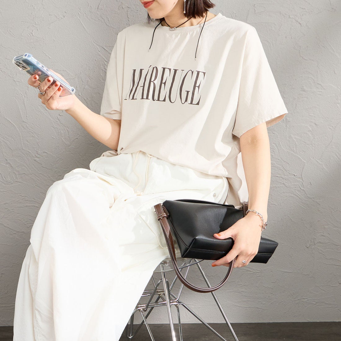 L.BEIGE&&モデル身長：160cm 着用サイズ：F&&