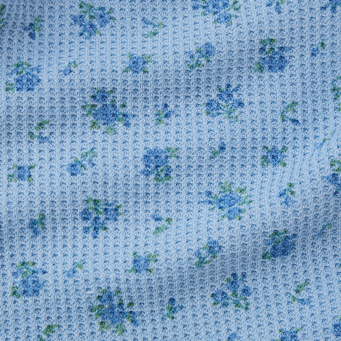 JE MORGAN [ジェイイーモーガン] ピグメントワッフル花柄 ハーフスリーブプルオーバー [JG047-29S] 83 BLUE