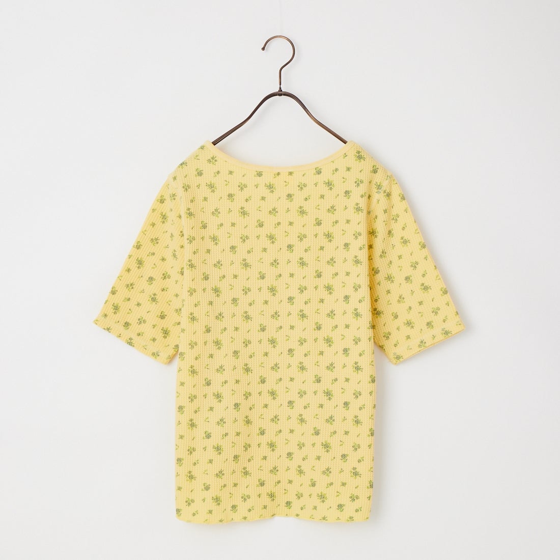 JE MORGAN [ジェイイーモーガン] ピグメントワッフル花柄 ハーフスリーブプルオーバー [JG047-29S] 63 YELLOW