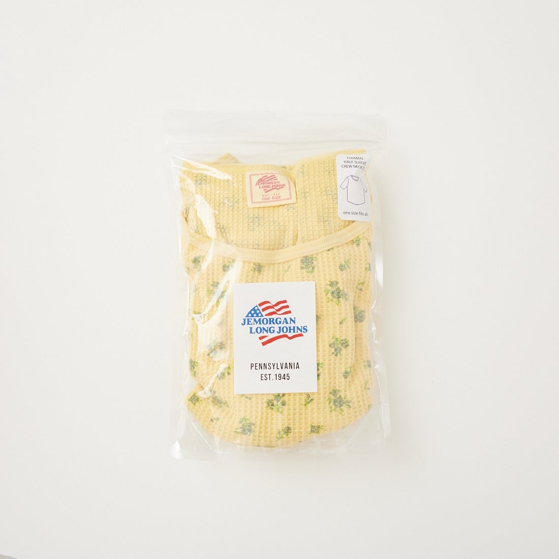 JE MORGAN [ジェイイーモーガン] ピグメントワッフル花柄 ハーフスリーブプルオーバー [JG047-29S] 63 YELLOW