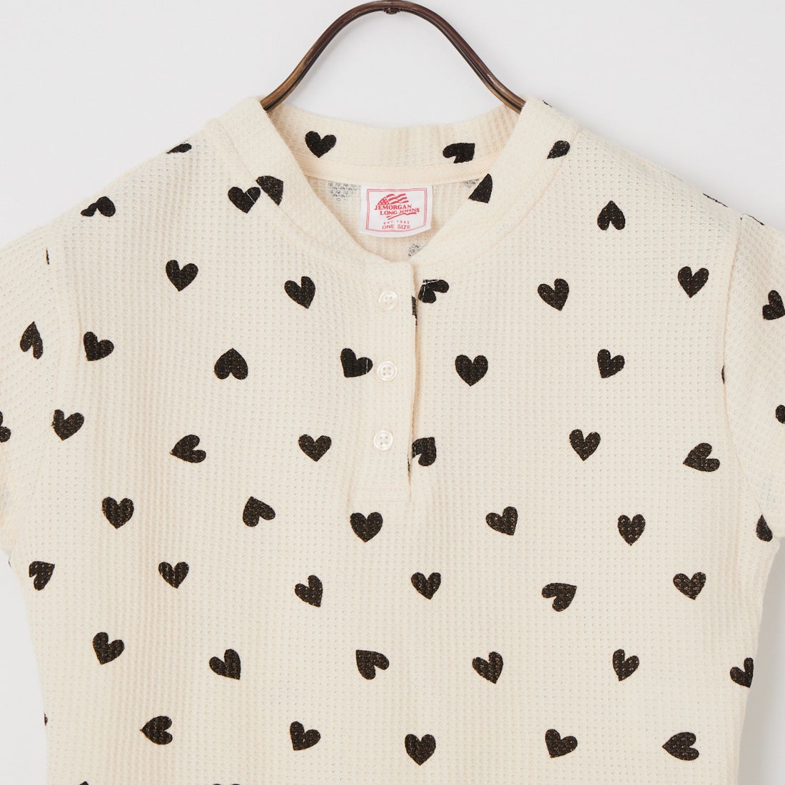 JE MORGAN [ジェイイーモーガン] 別注 ワッフル ヘンリーネックTシャツ [JG120-29S-JF] 08 BLACK