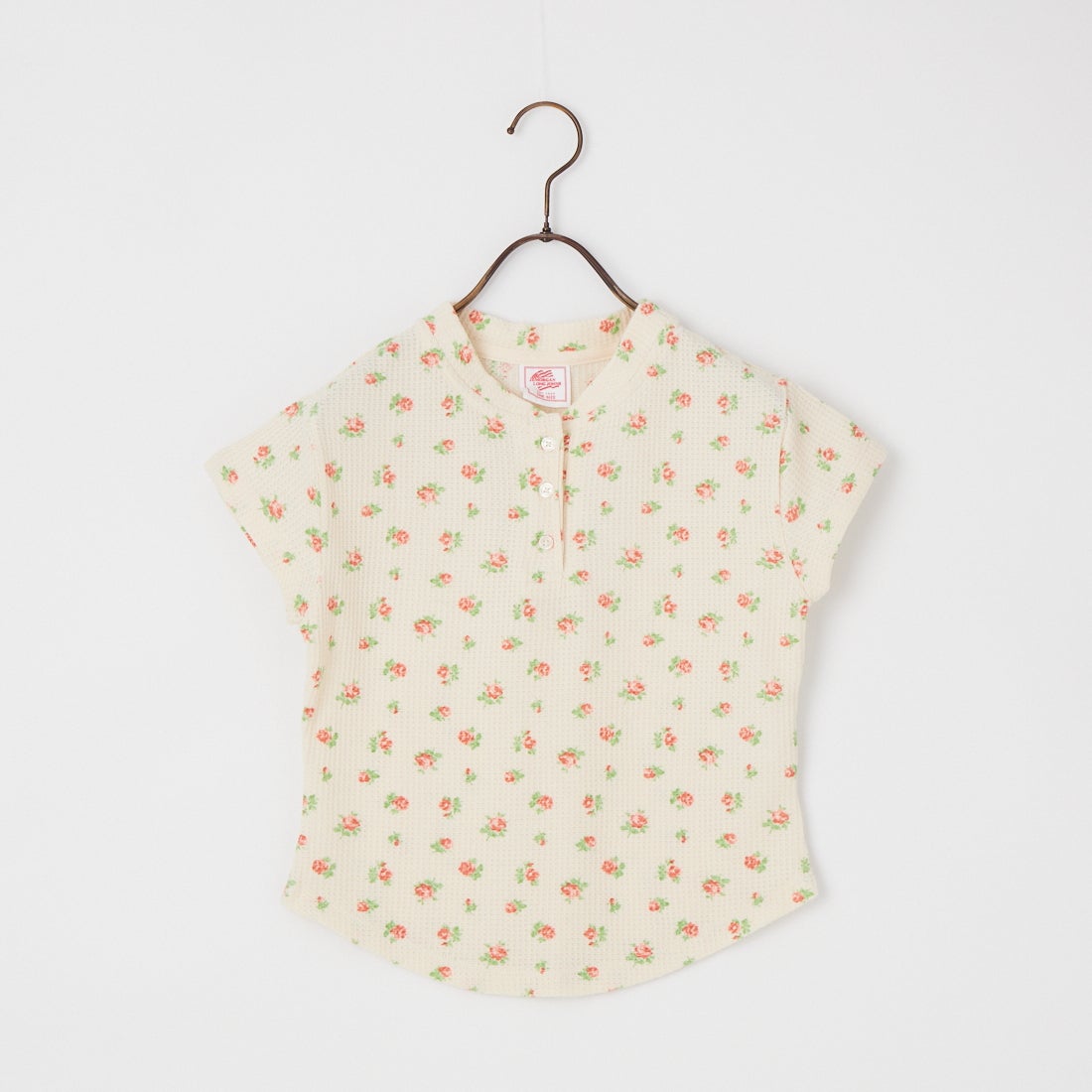 JE MORGAN [ジェイイーモーガン] 別注 ワッフル ヘンリーネックTシャツ [JG120-29S-JF] 34 PINKーモーガン] 別注 ワッフル ヘンリーネックTシャツ [JG120-29S-JF] 14 GREY &&モデル身長：160cm 着用サイズ：F&&