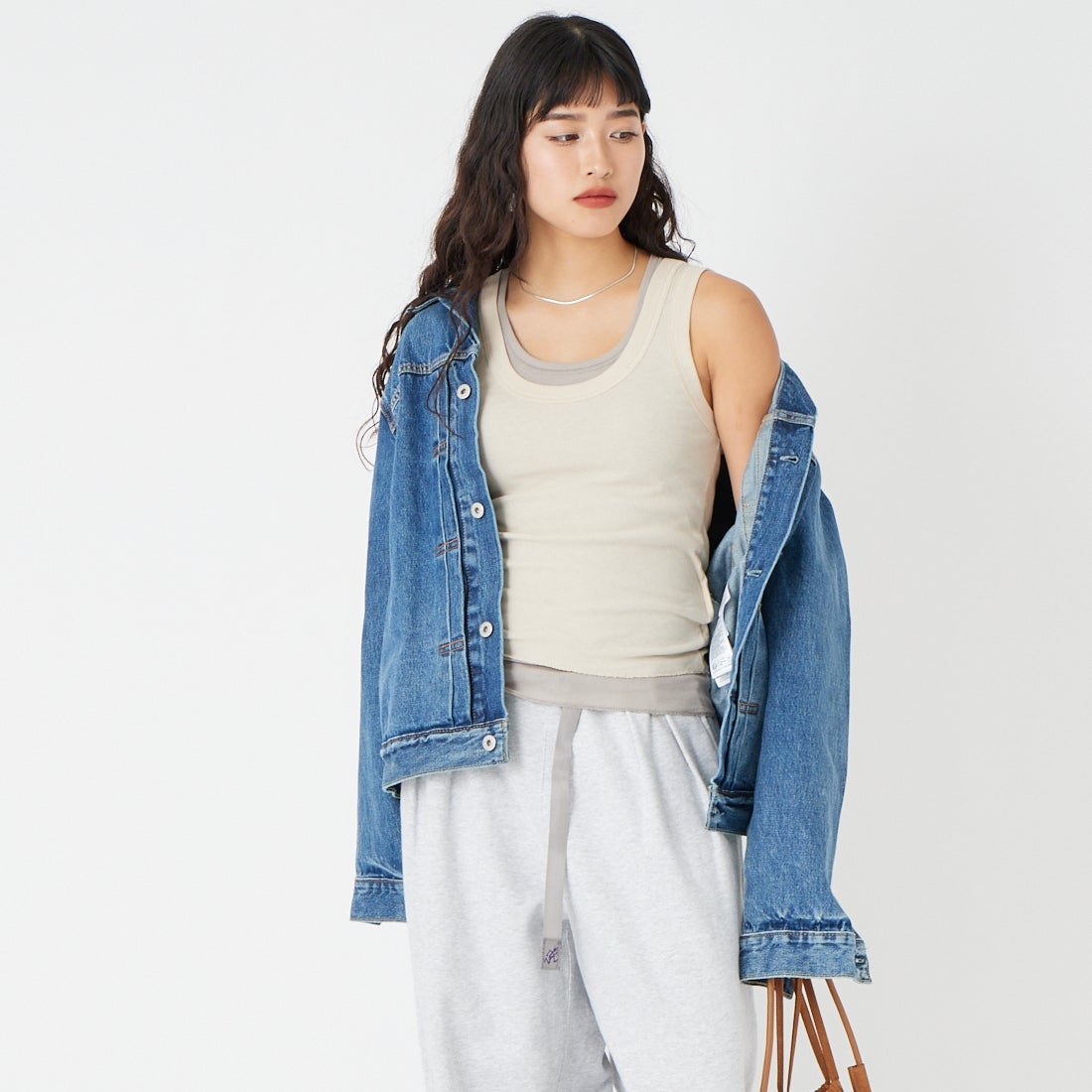 Health knit [ヘルスニット] タンクトップセット [HR26S-L303] 07 GRAY &&モデル身長：162cm 着用サイズ：F&&