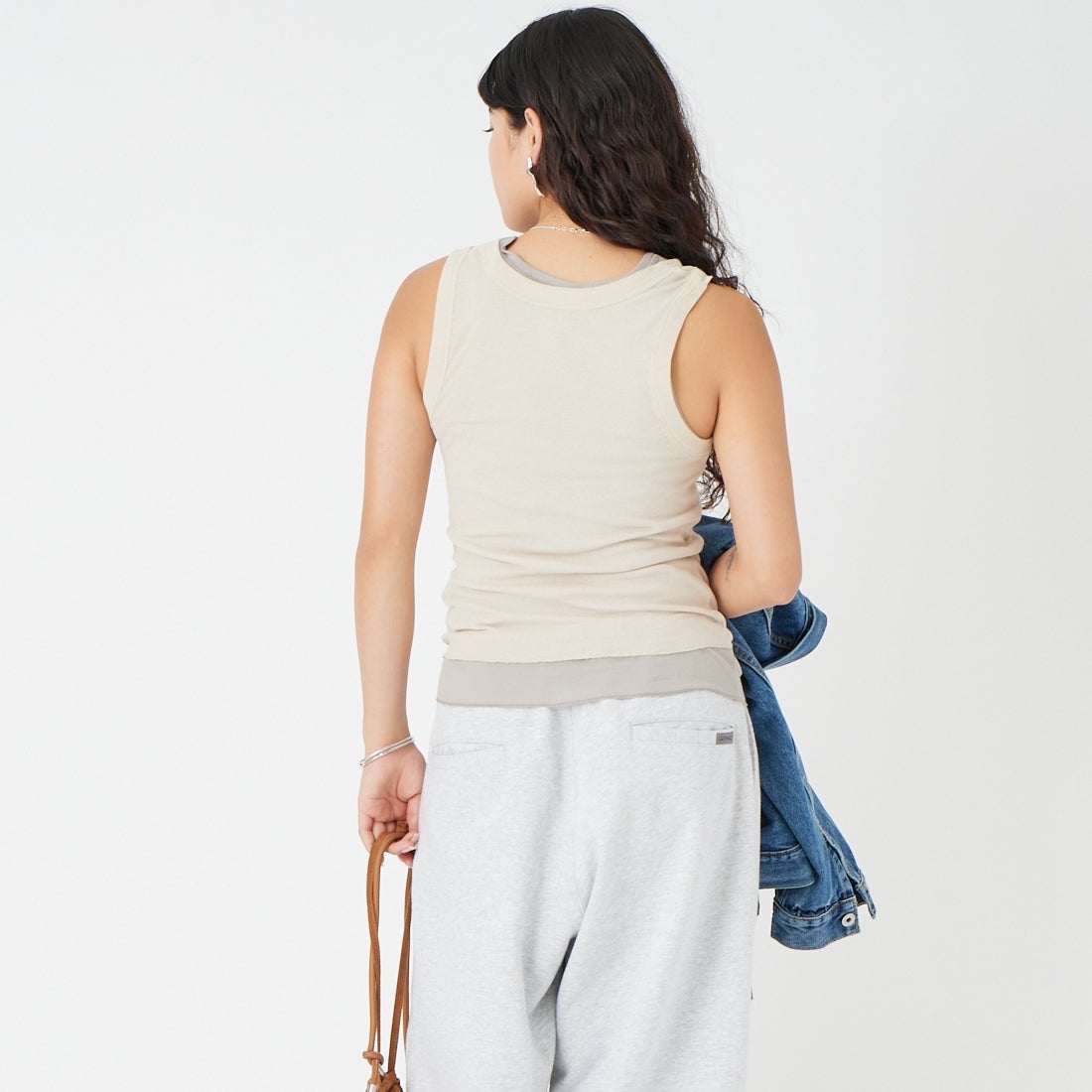 Health knit [ヘルスニット] タンクトップセット [HR26S-L303] 07 GRAY &&モデル身長：162cm 着用サイズ：F&&