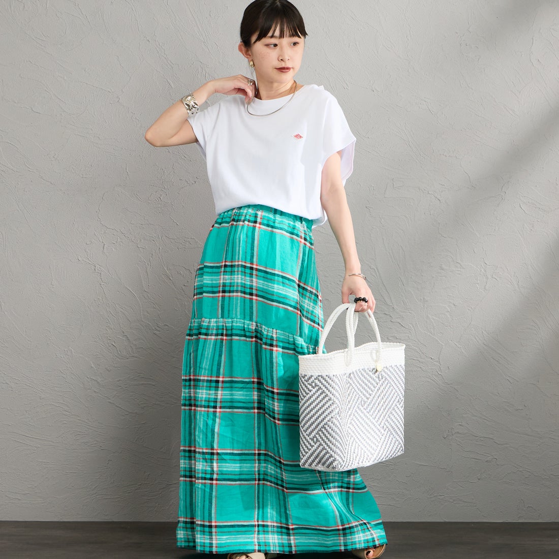DANTON [ダントン] ドルマンスリーブ 無地Tシャツ [DT-C0403CJJ] WHITE &&モデル身長：150cm 着用サイズ：S&&