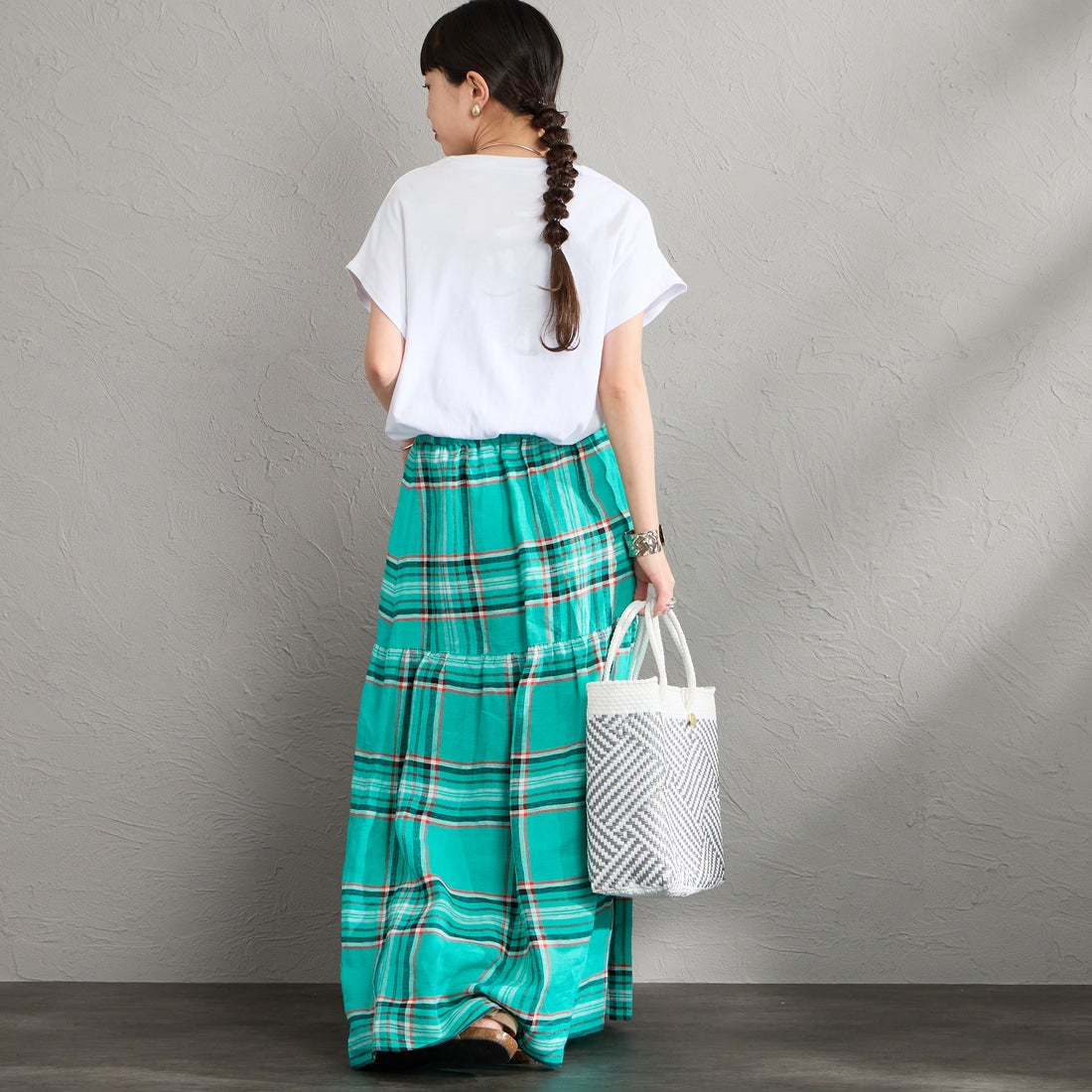 DANTON [ダントン] ドルマンスリーブ 無地Tシャツ [DT-C0403CJJ] WHITE &&モデル身長：150cm 着用サイズ：S&&