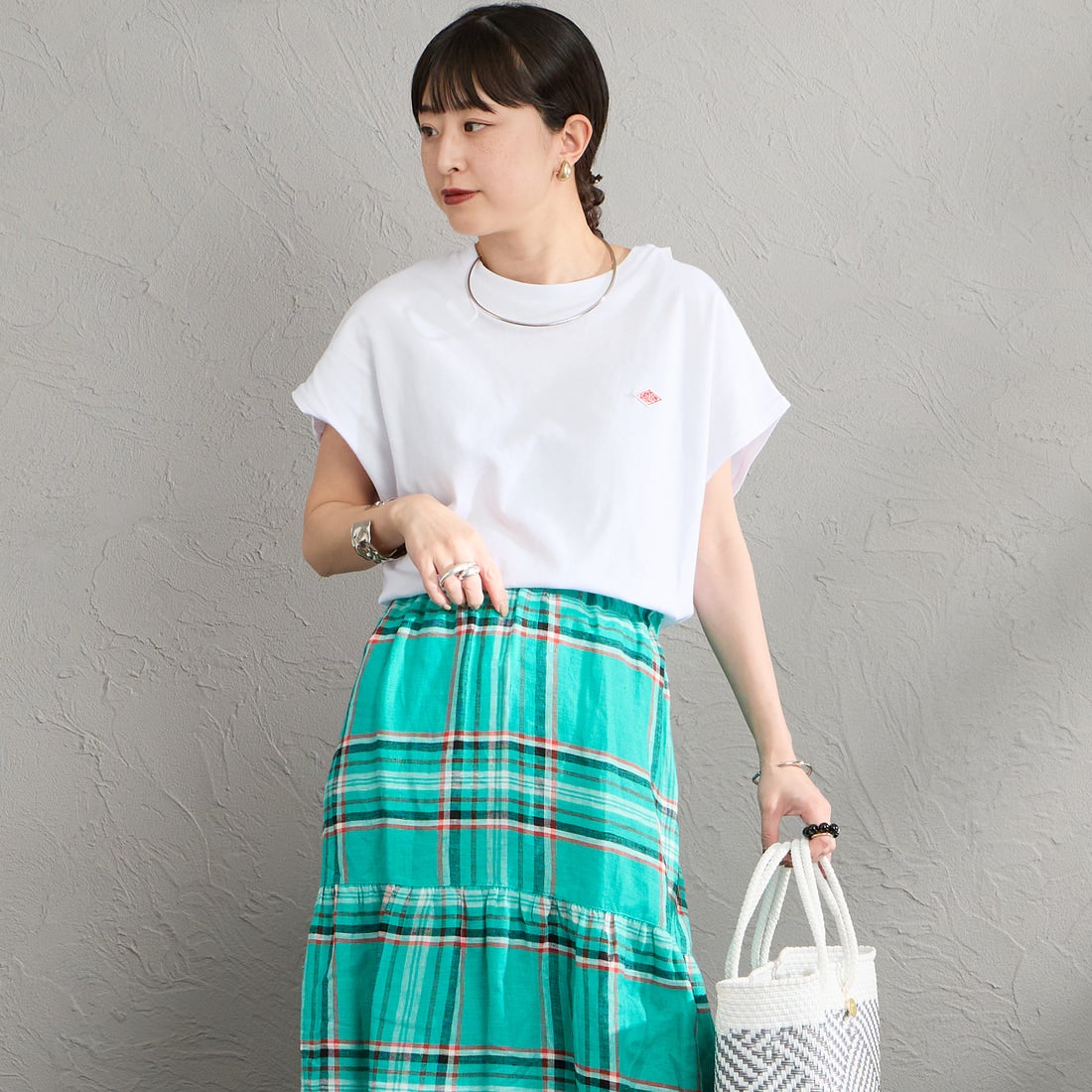 DANTON [ダントン] ドルマンスリーブ 無地Tシャツ [DT-C0403CJJ] WHITE &&モデル身長：150cm 着用サイズ：S&&
