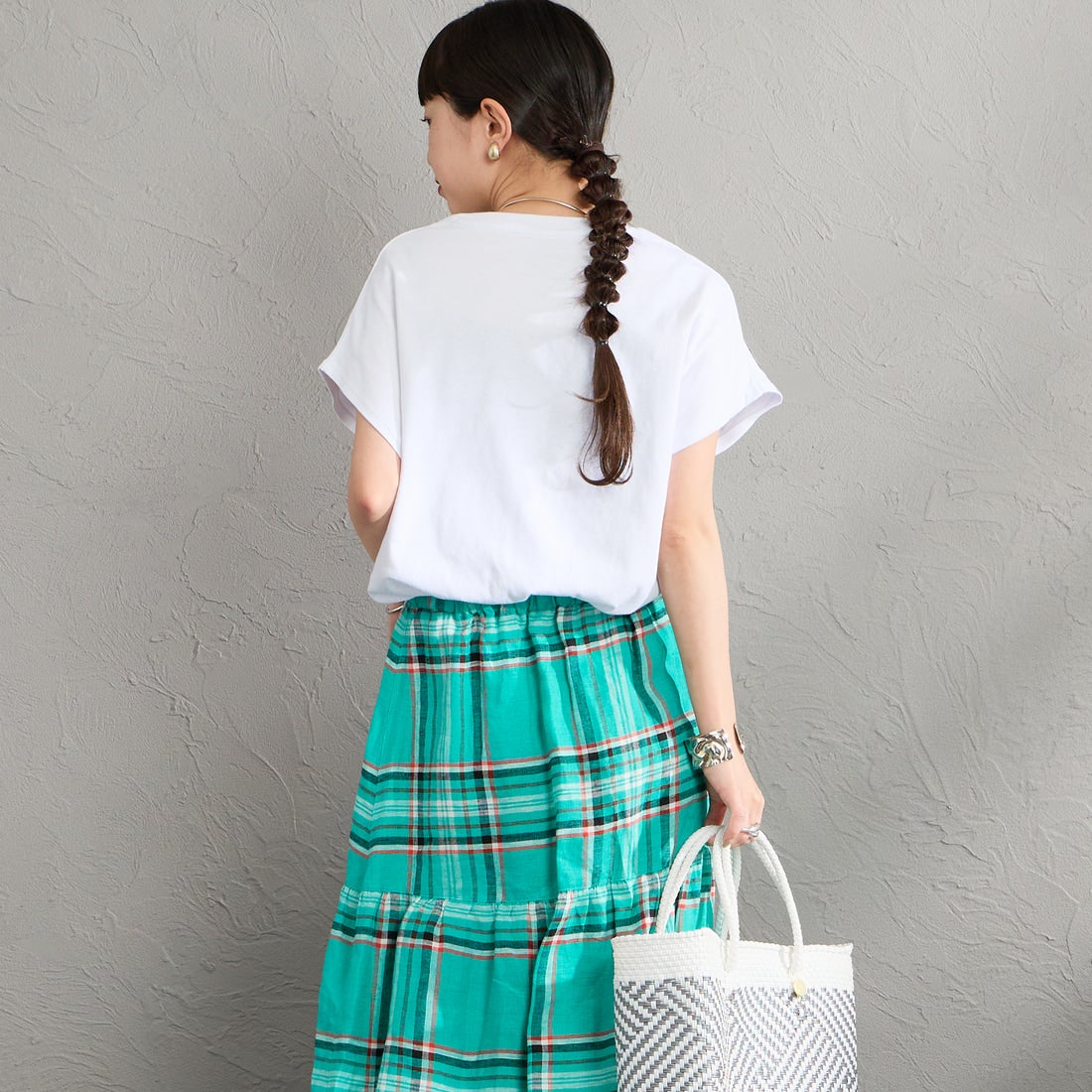 DANTON [ダントン] ドルマンスリーブ 無地Tシャツ [DT-C0403CJJ] WHITE &&モデル身長：150cm 着用サイズ：S&&