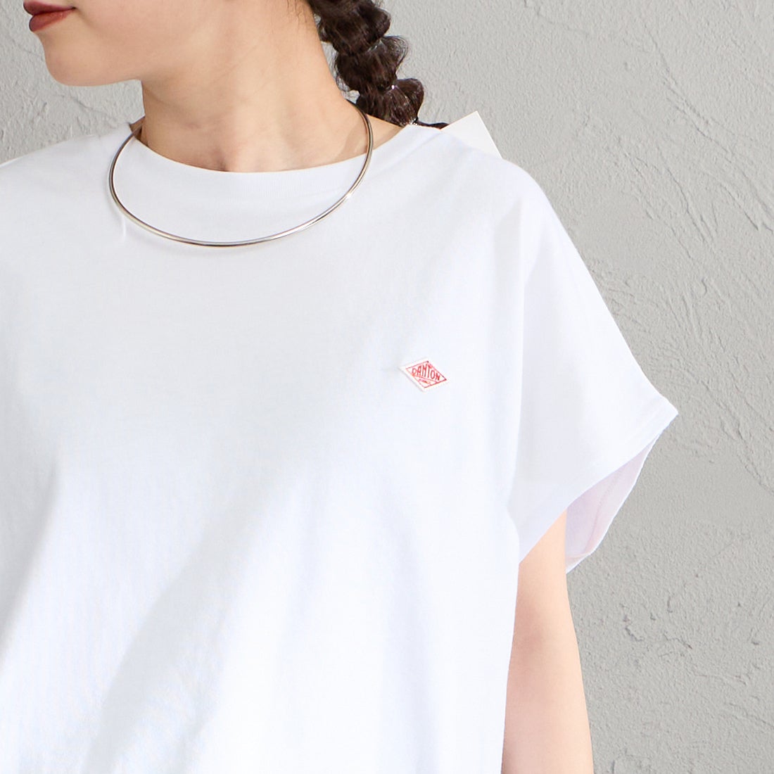 DANTON [ダントン] ドルマンスリーブ 無地Tシャツ [DT-C0403CJJ] WHITE &&モデル身長：150cm 着用サイズ：S&&