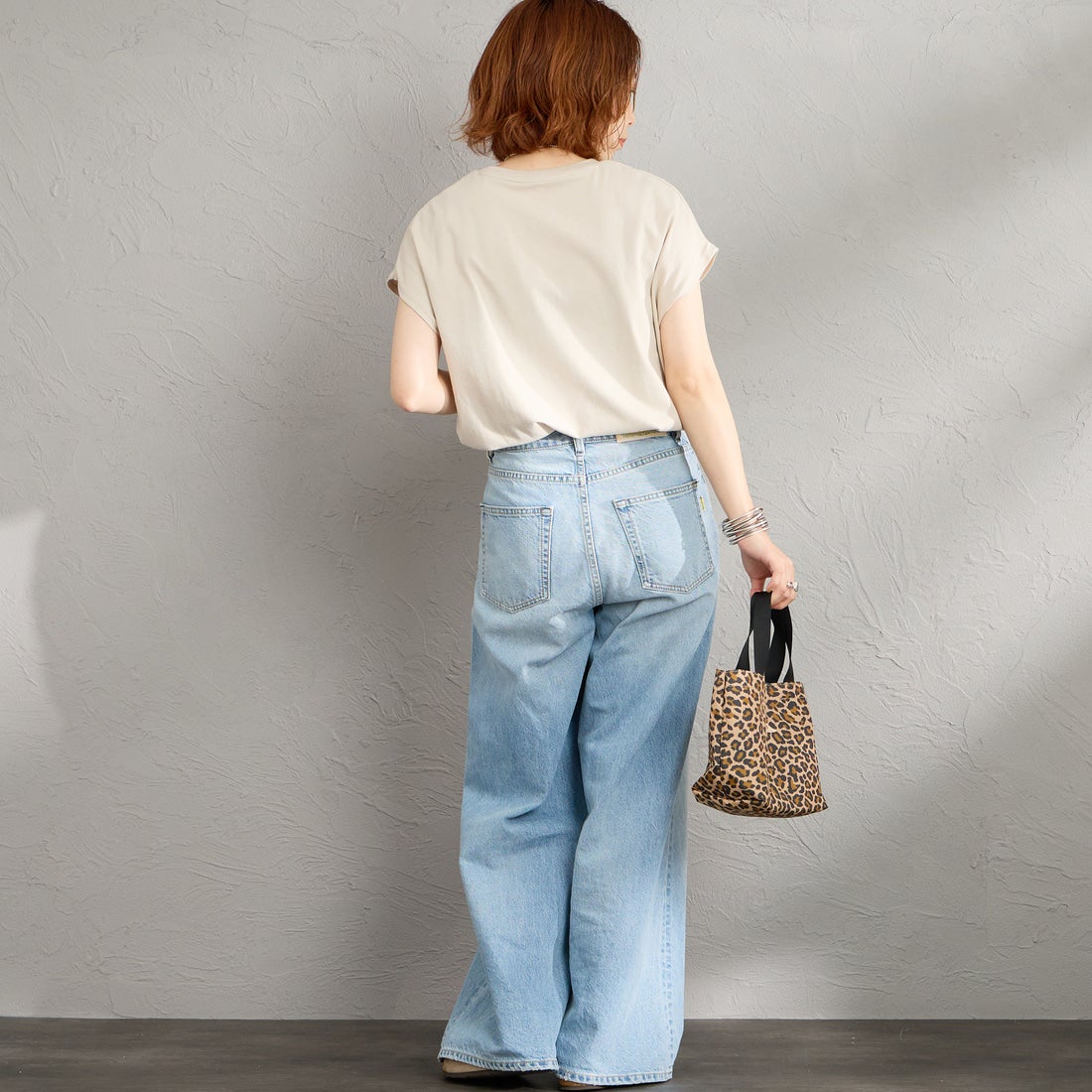 DANTON [ダントン] ドルマンスリーブ 無地Tシャツ [DT-C0403CJJ] GREIGE &&モデル身長：158cm 着用サイズ：S&&