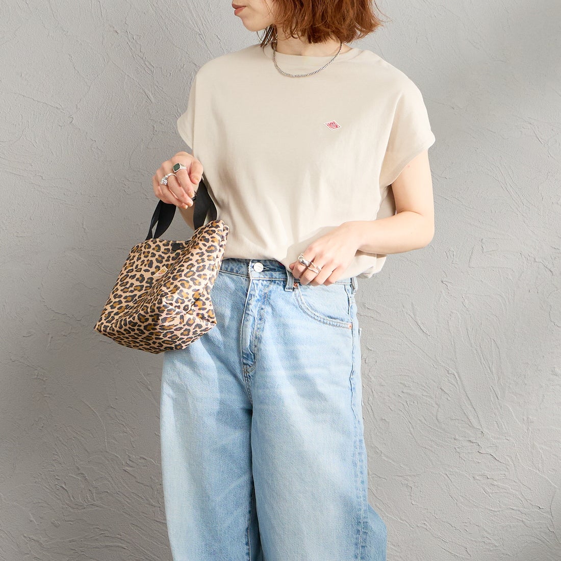 DANTON [ダントン] ドルマンスリーブ 無地Tシャツ [DT-C0403CJJ] GREIGE &&モデル身長：158cm 着用サイズ：S&&