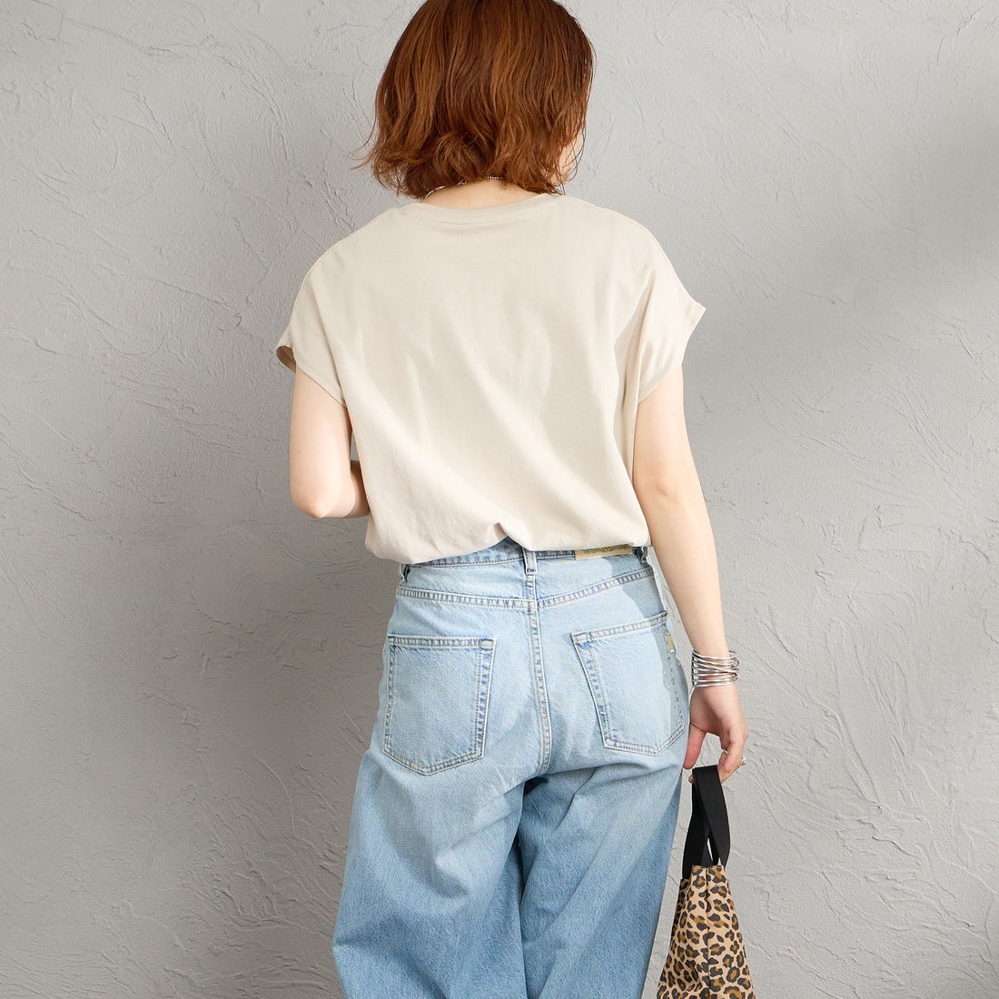 DANTON [ダントン] ドルマンスリーブ 無地Tシャツ [DT-C0403CJJ] GREIGE &&モデル身長：158cm 着用サイズ：S&&