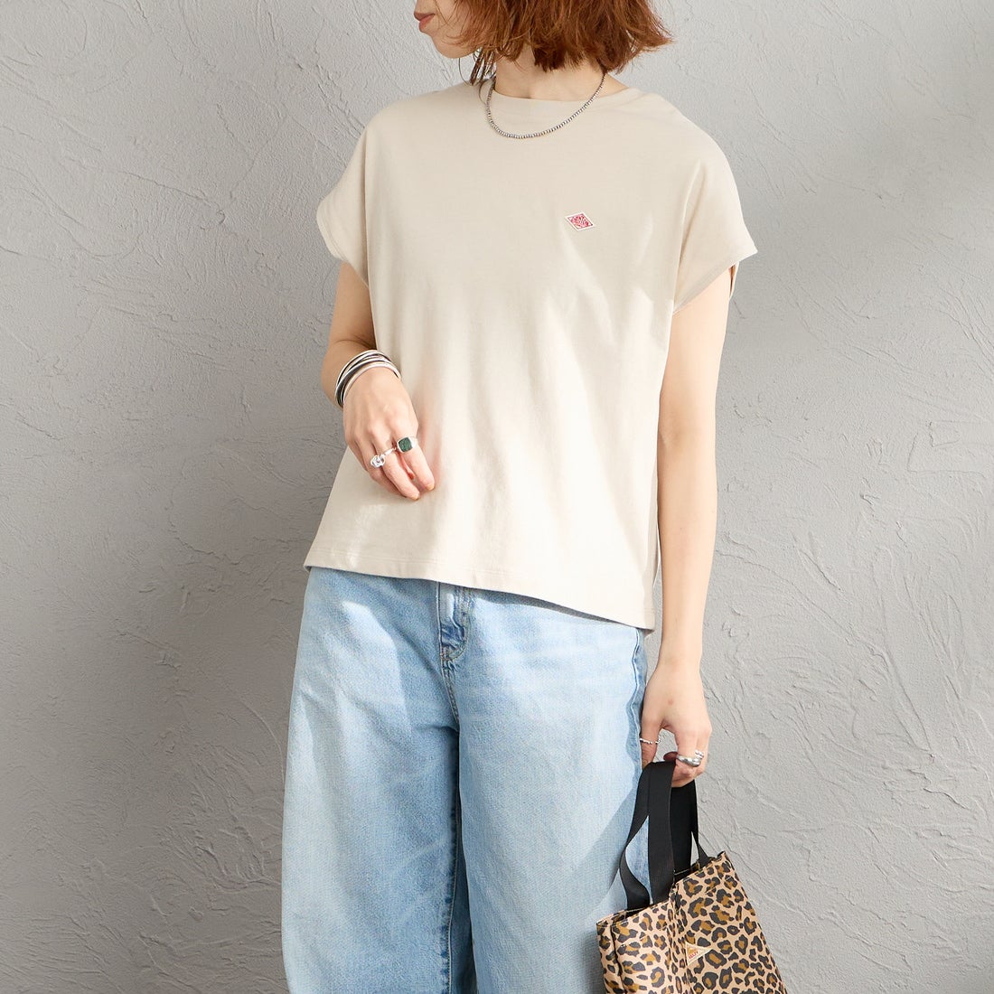 DANTON [ダントン] ドルマンスリーブ 無地Tシャツ [DT-C0403CJJ] GREIGE &&モデル身長：158cm 着用サイズ：S&&