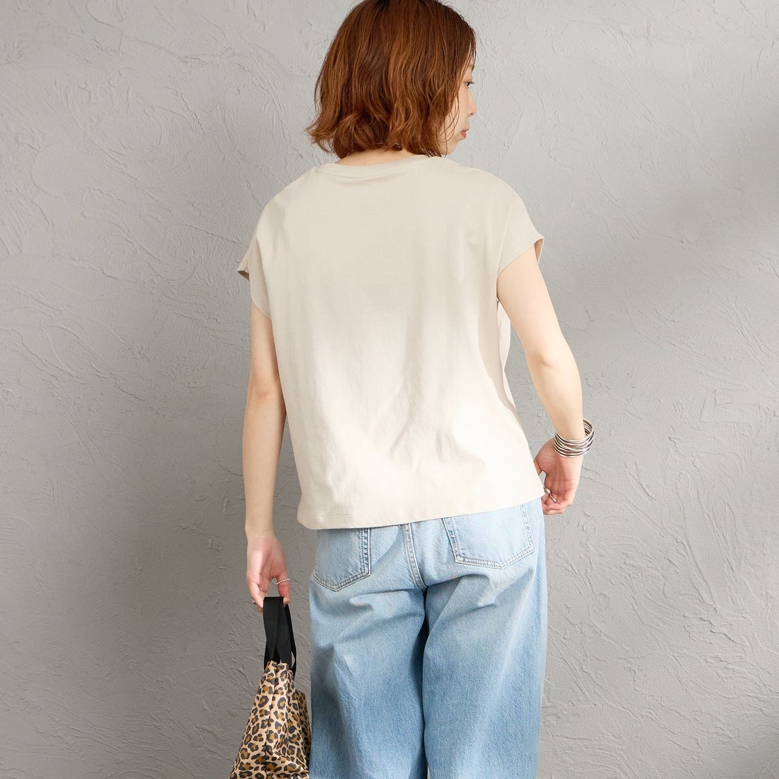 DANTON [ダントン] ドルマンスリーブ 無地Tシャツ [DT-C0403CJJ] GREIGE &&モデル身長：158cm 着用サイズ：S&&