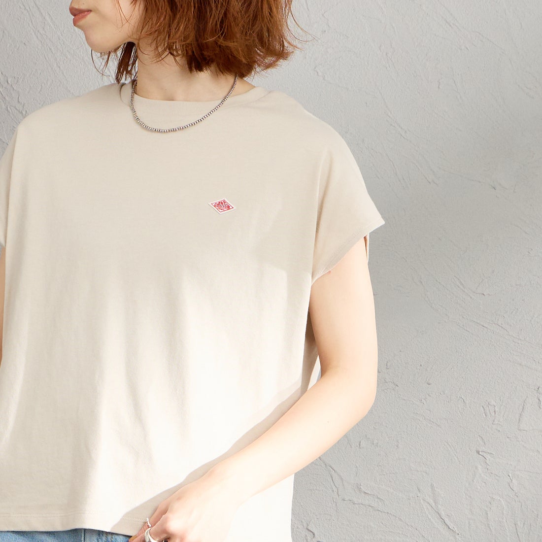 DANTON [ダントン] ドルマンスリーブ 無地Tシャツ [DT-C0403CJJ] GREIGE &&モデル身長：158cm 着用サイズ：S&&