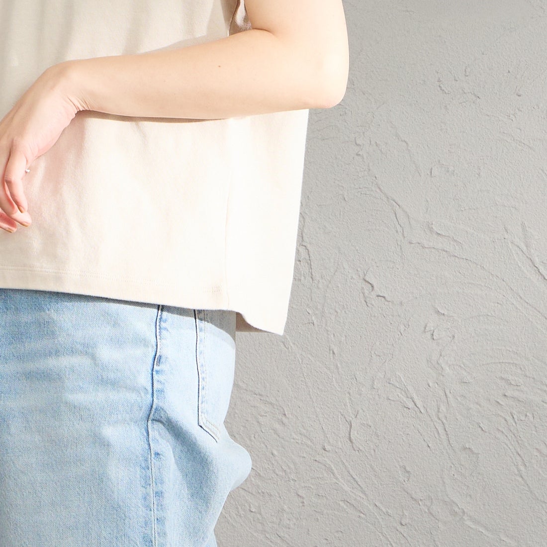 DANTON [ダントン] ドルマンスリーブ 無地Tシャツ [DT-C0403CJJ] GREIGE &&モデル身長：158cm 着用サイズ：S&&