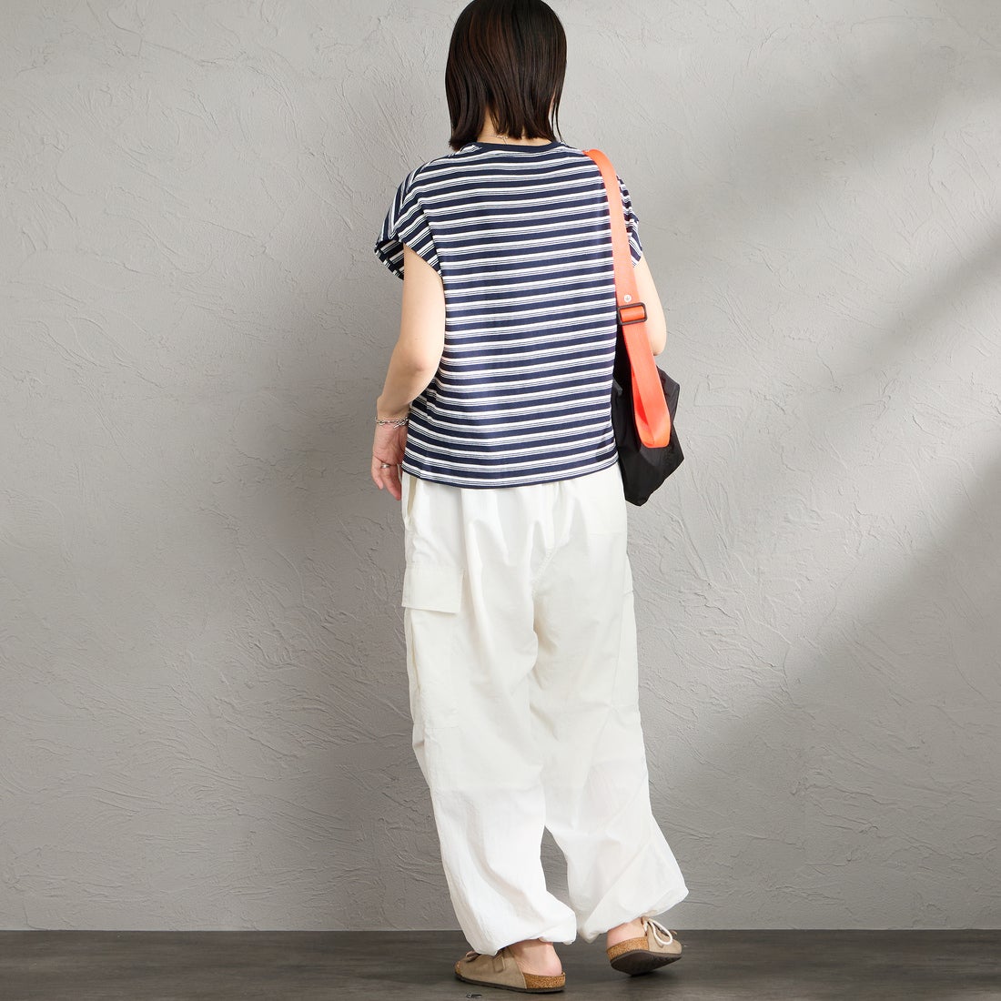 DANTON [ダントン] ドルマンスリーブ ストライプTシャツ [DT-C0403CJJ] NVY/OFF WH &&モデル身長：160cm 着用サイズ：S&&