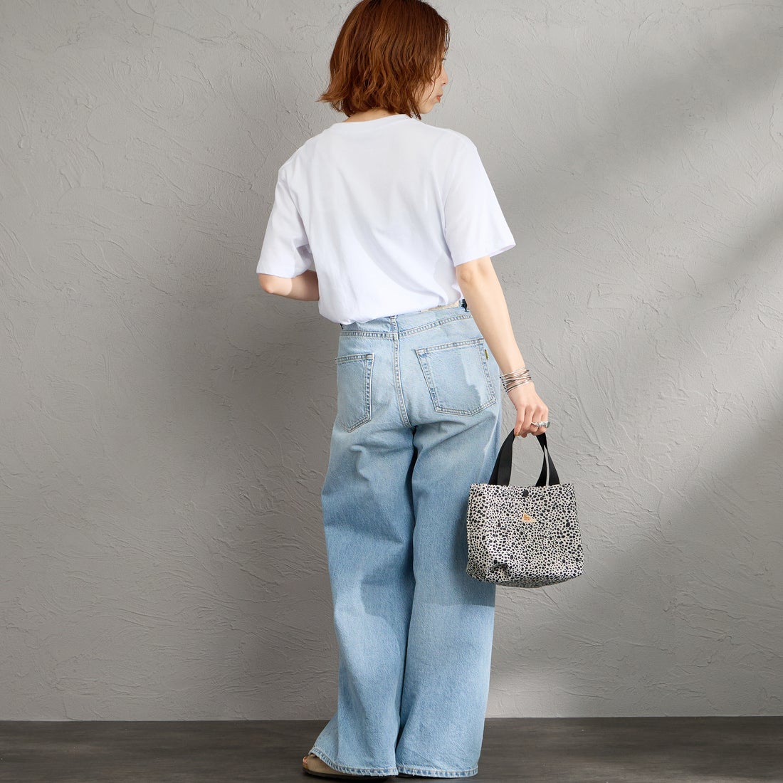 DANTON [ダントン] ショート丈 無地 半袖Tシャツ [DT-C0404CJJ] WHITE &&モデル身長：158cm 着用サイズ：M&&