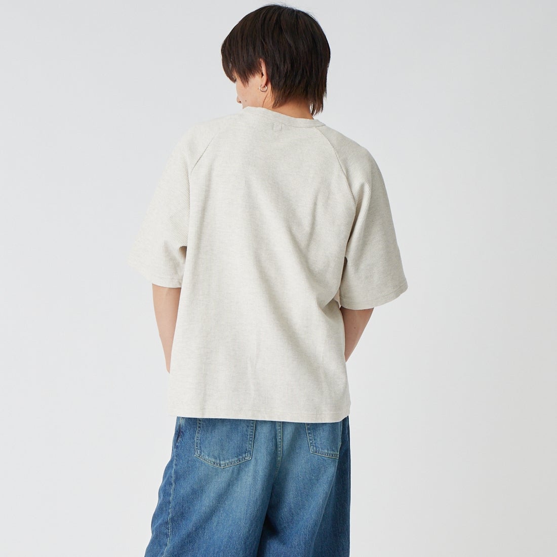 blurhms ROOTSTOCK [ブラームス ルーツストック] ラフ＆スムース サーマル ラグランTシャツ [BROOTS24S21S26] 02 H.OATME &&モデル身長：177cm 着用サイズ：2&&