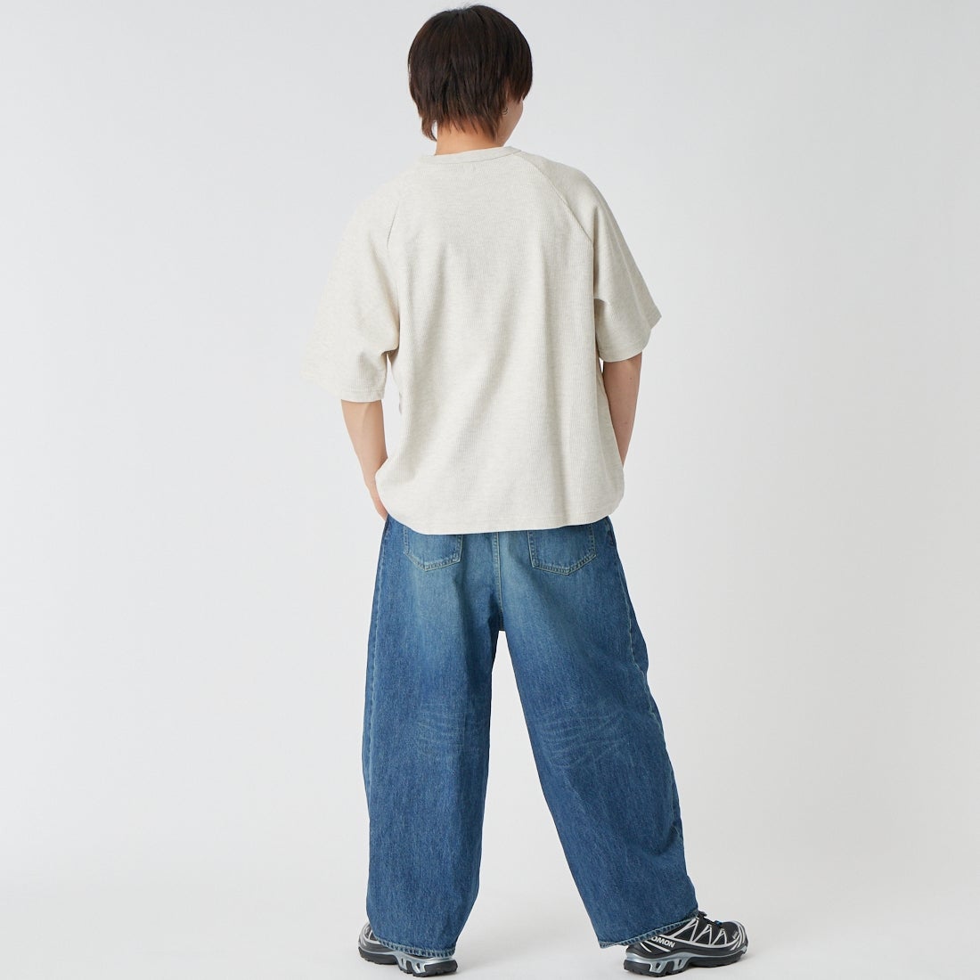 blurhms ROOTSTOCK [ブラームス ルーツストック] ラフ＆スムース サーマル ラグランTシャツ [BROOTS24S21S26] 02 H.OATME &&モデル身長：177cm 着用サイズ：2&&