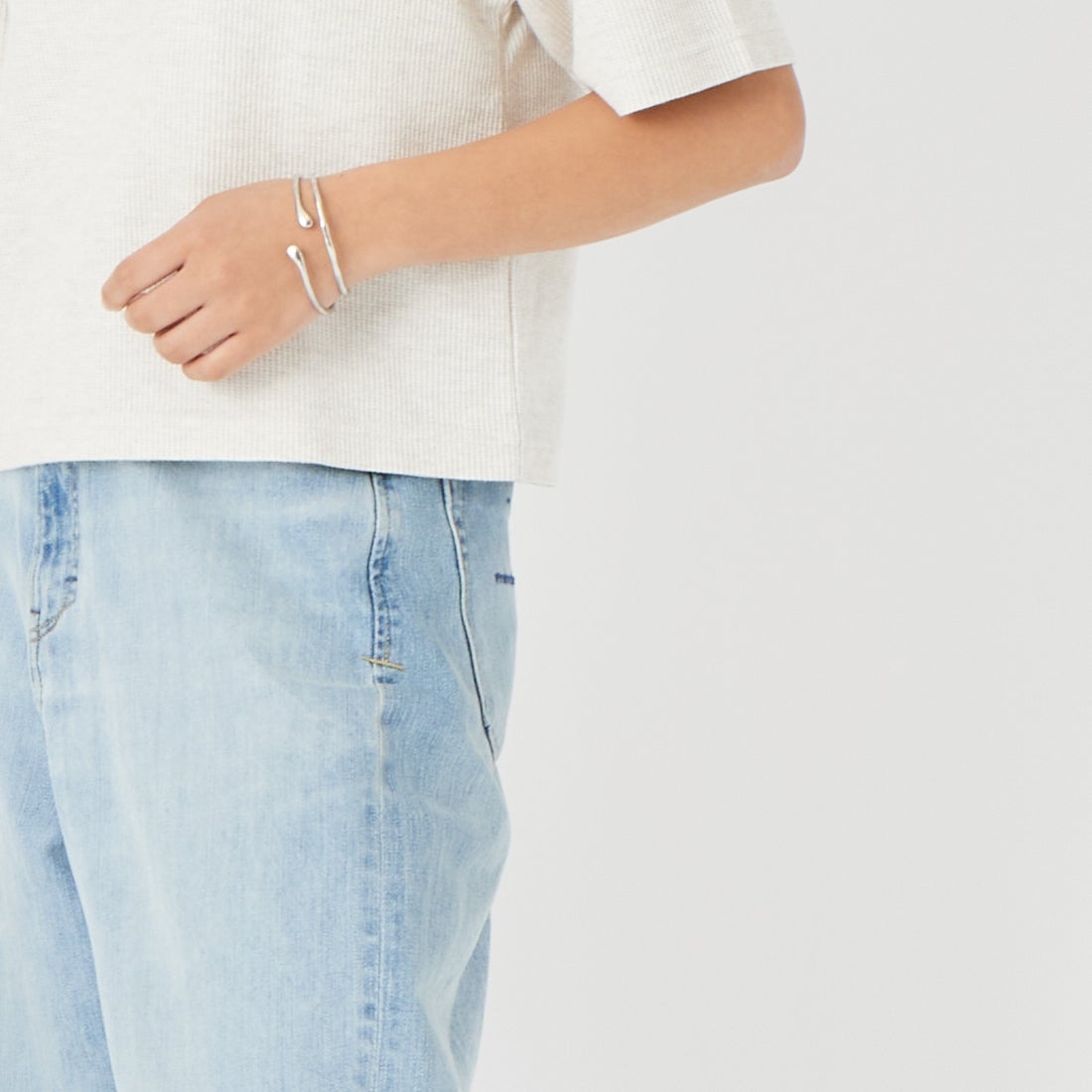 blurhms ROOTSTOCK [ブラームス ルーツストック] ラフ＆スムース サーマル ラグランTシャツ [BROOTS24S21S26] 02 H.OATME &&モデル身長：162cm 着用サイズ：0&&