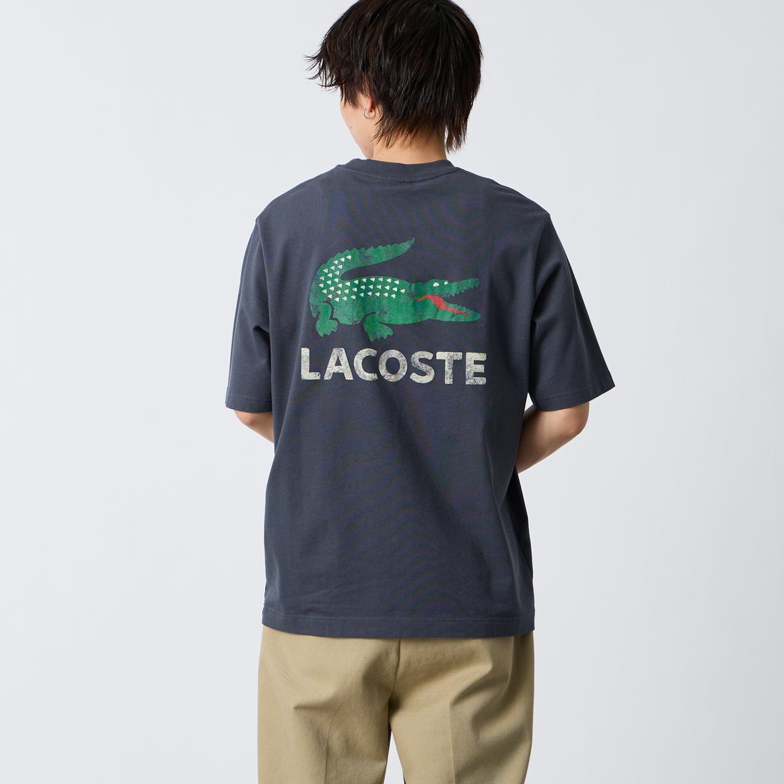 LACOSTELACOSTE [ラコステ] ビンテージロゴ Tシャツ [TH9425] S5T GRAPHI &&モデル身長：177cm 着用サイズ：3&& [ラコステ] ビンテージロゴ Tシャツ [TH9425] S5T GRAPHI