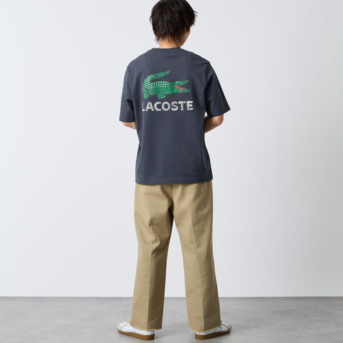 LACOSTE [ラコステ] ビンテージロゴ Tシャツ [TH9425] S5T GRAPHI &&モデル身長：177cm 着用サイズ：3&&