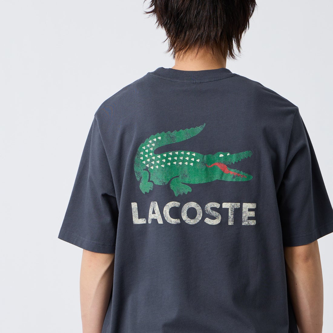LACOSTE [ラコステ] ビンテージロゴ Tシャツ [TH9425] S5T GRAPHI &&モデル身長：177cm 着用サイズ：3&&