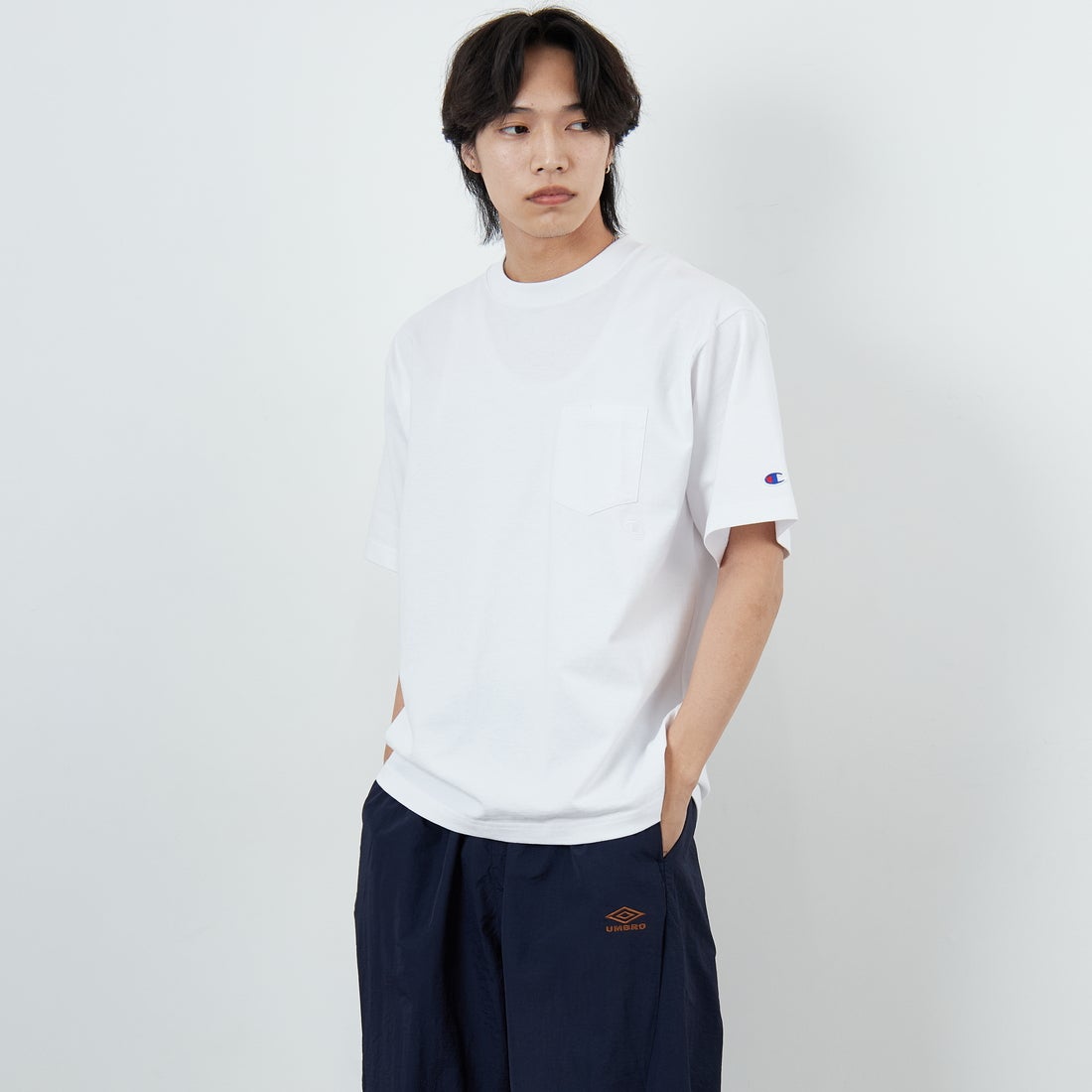 010 WHITE&&モデル身長：179cm 着用サイズ：L&&