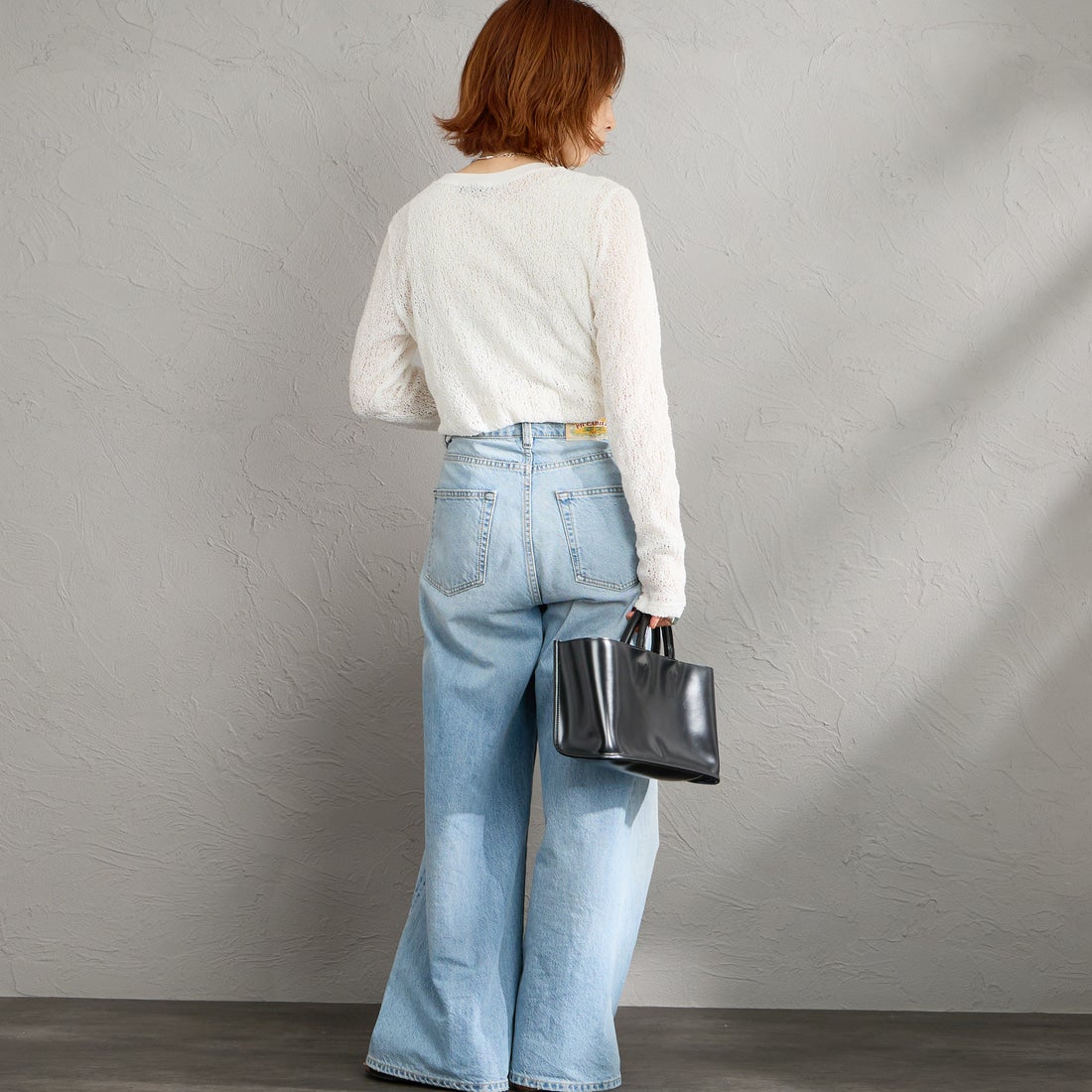 mizuiro ind [ミズイロインド] レースクルーネックTシャツ [1-210080] 11 OFF WHI &&モデル身長：158cm 着用サイズ：F&&