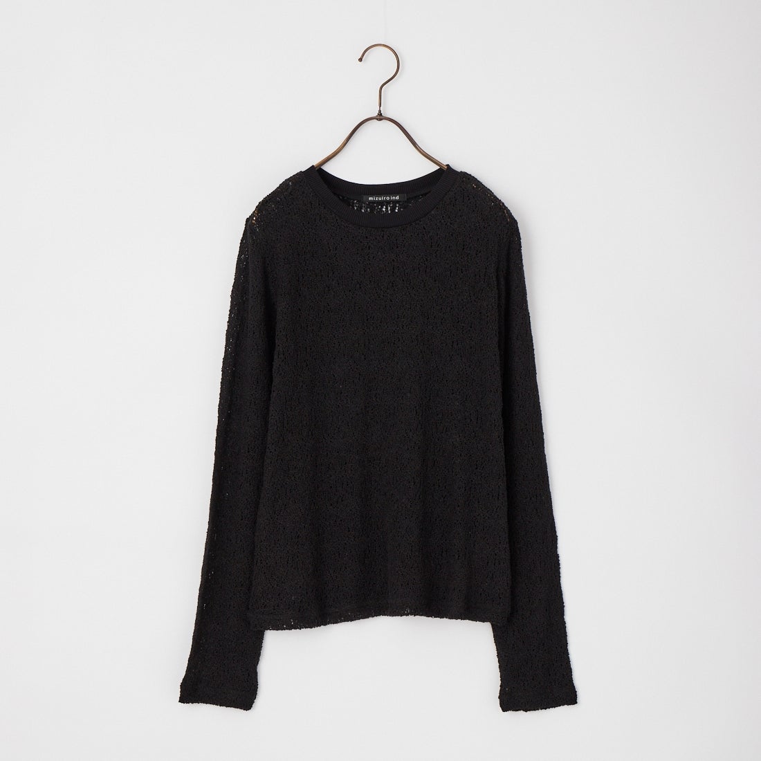 mizuiro ind [ミズイロインド] レースクルーネックTシャツ [1-210080] 99 BLACK