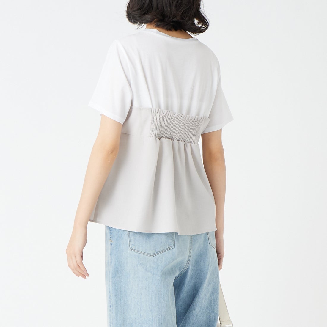Jf Ready Made [ジェイエフレディメイド] ビスチェドッキングTシャツ [8565103-01] 11 ﾗｲﾄｸﾞﾚｰ &&モデル身長：162cm 着用サイズ：F&&