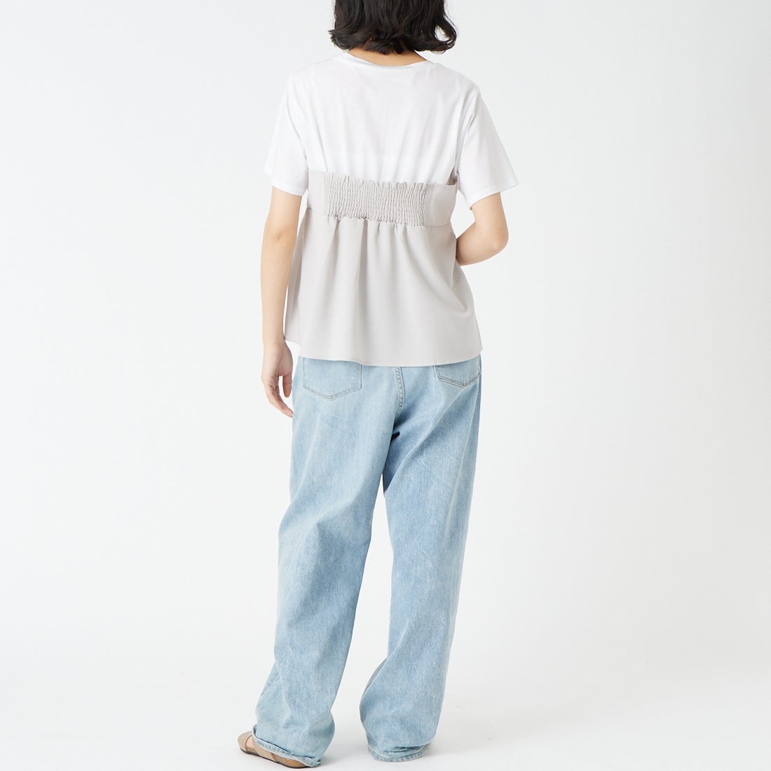 Jf Ready Made [ジェイエフレディメイド] ビスチェドッキングTシャツ [8565103-01] 11 ﾗｲﾄｸﾞﾚｰ &&モデル身長：162cm 着用サイズ：F&&