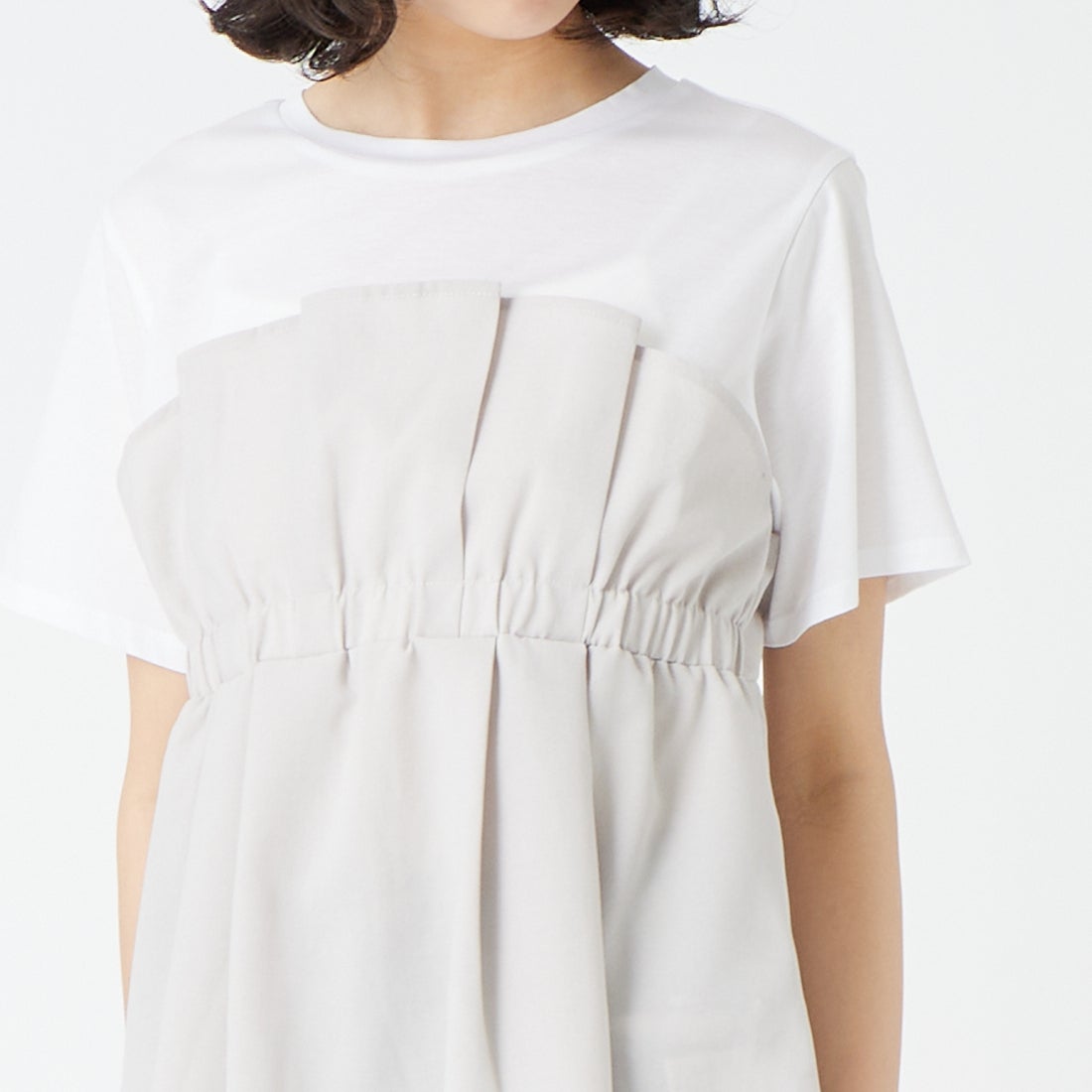 Jf Ready Made [ジェイエフレディメイド] ビスチェドッキングTシャツ [8565103-01] 11 ﾗｲﾄｸﾞﾚｰ &&モデル身長：162cm 着用サイズ：F&&